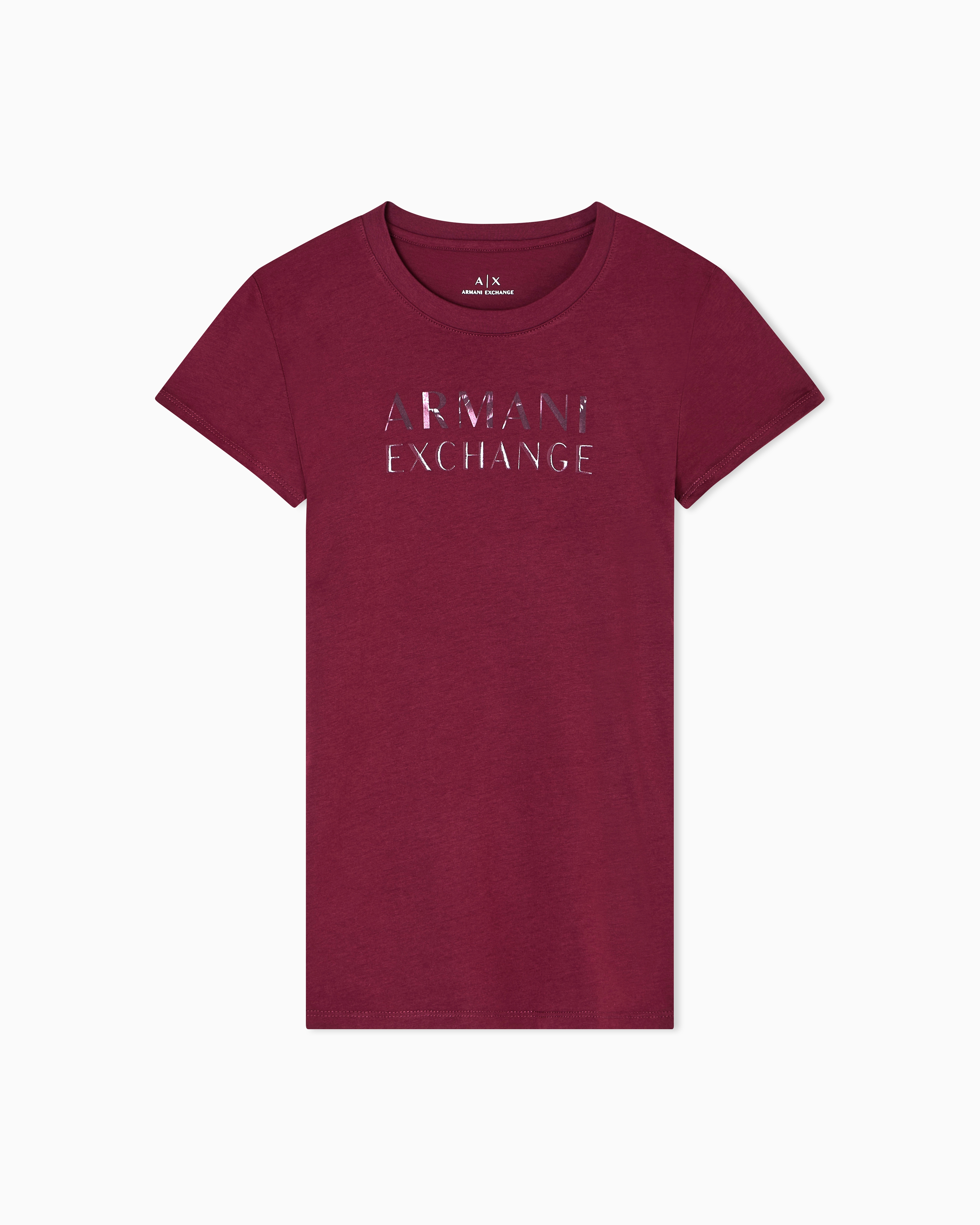 Armani Exchange - Slim Fit T-Shirts, Woman, Burgundy, Size: