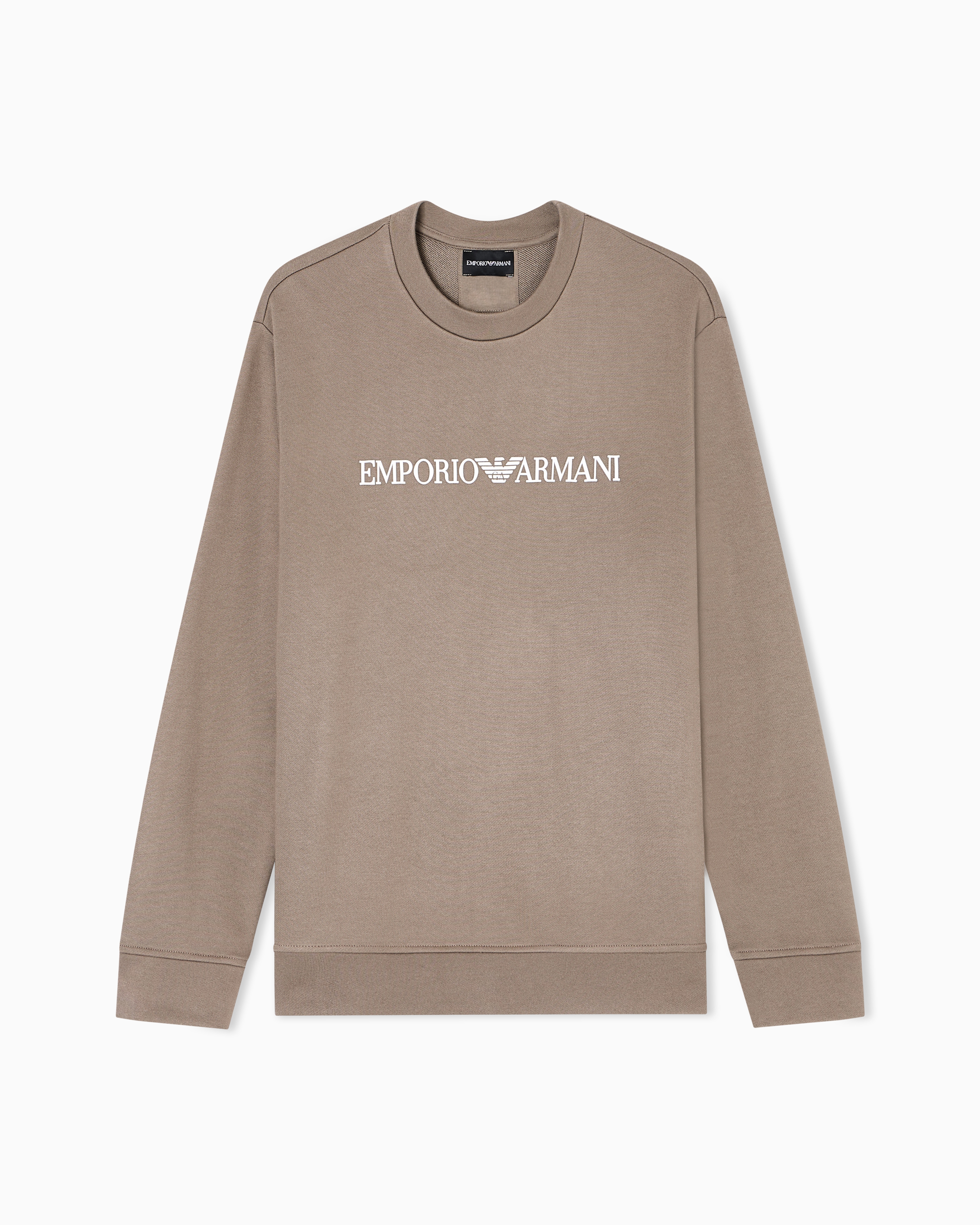 Emporio Armani - Modal-blend sweatshirt with logo print, Man, Beige, Size: