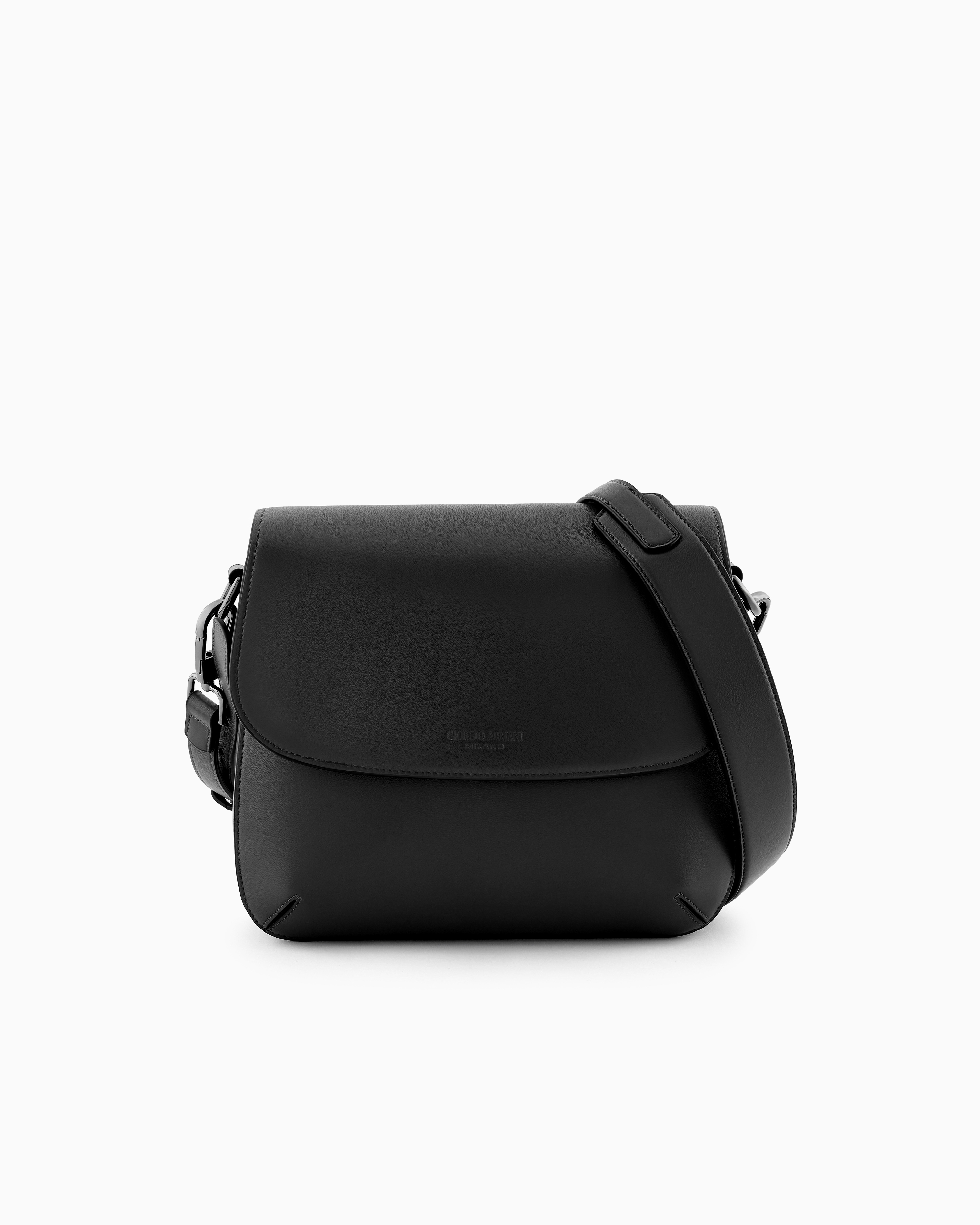 [美品] GIORGIO ARMANI 黒編み込みポシェット クロスボディバッグ | Giorgio Armani