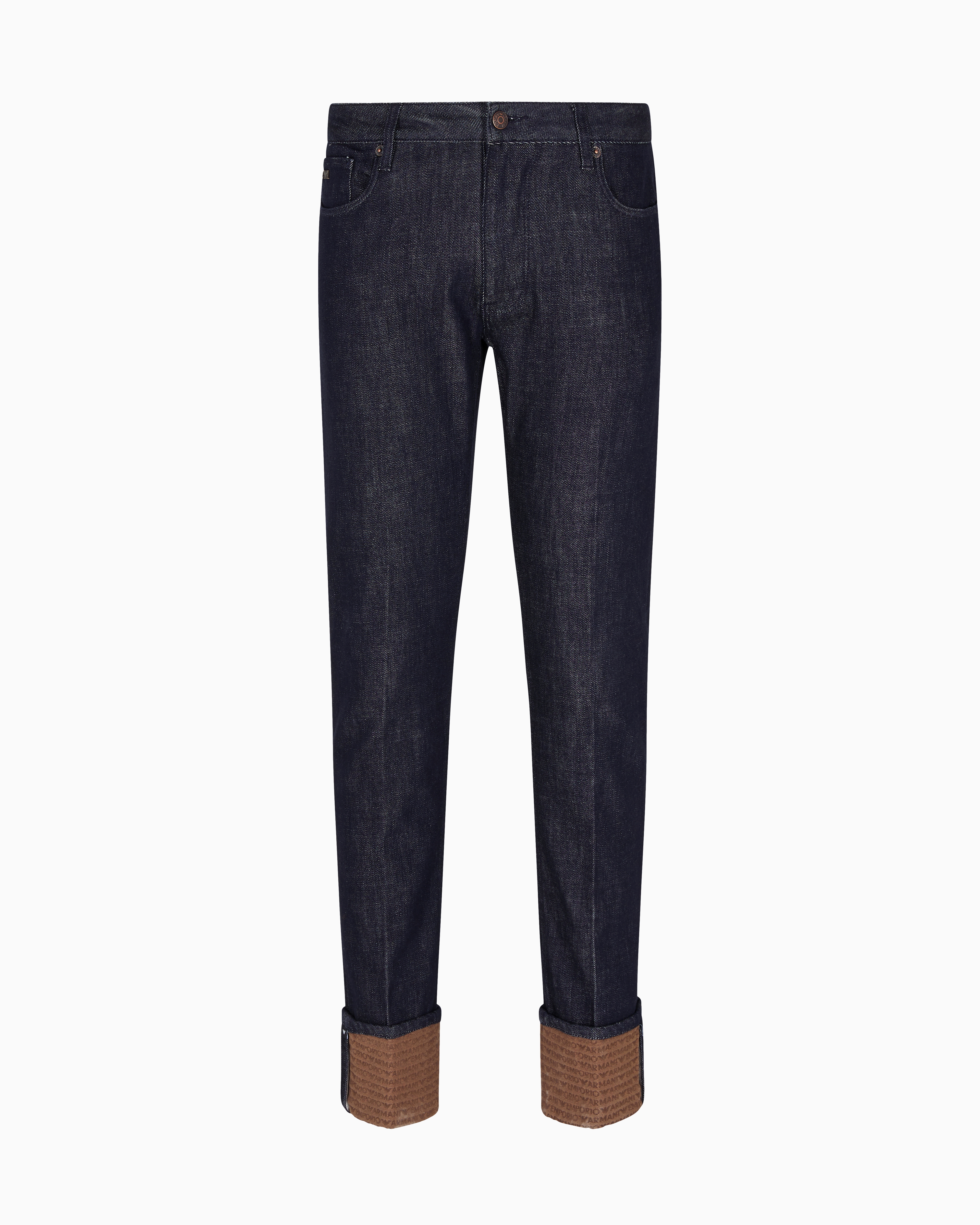J06 slim-fit jeans in rinsed stretch denim with logo turn-ups
