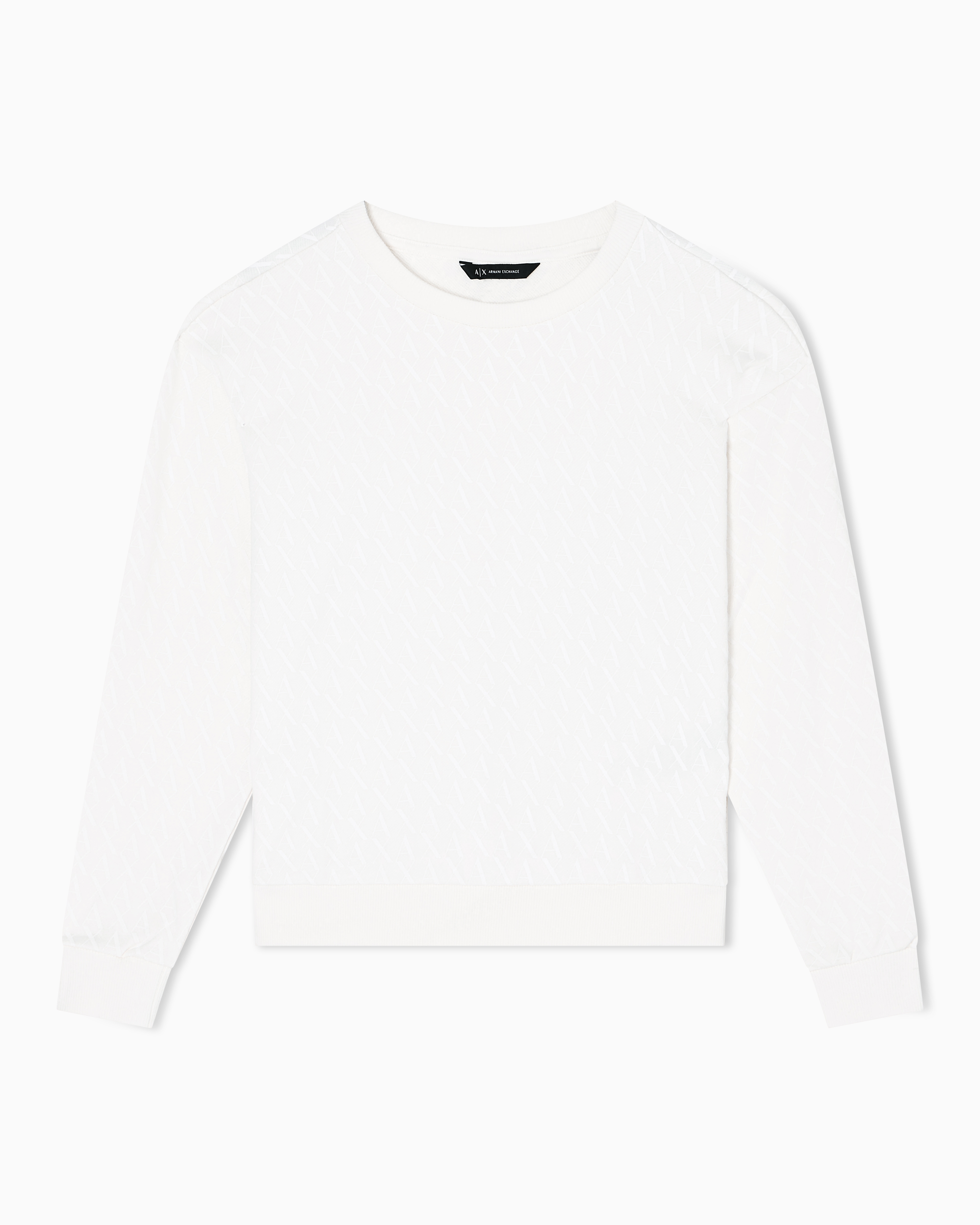 Armani Exchange - ASV French Terry Sweatshirt with embossed logo, Woman, White, Size: