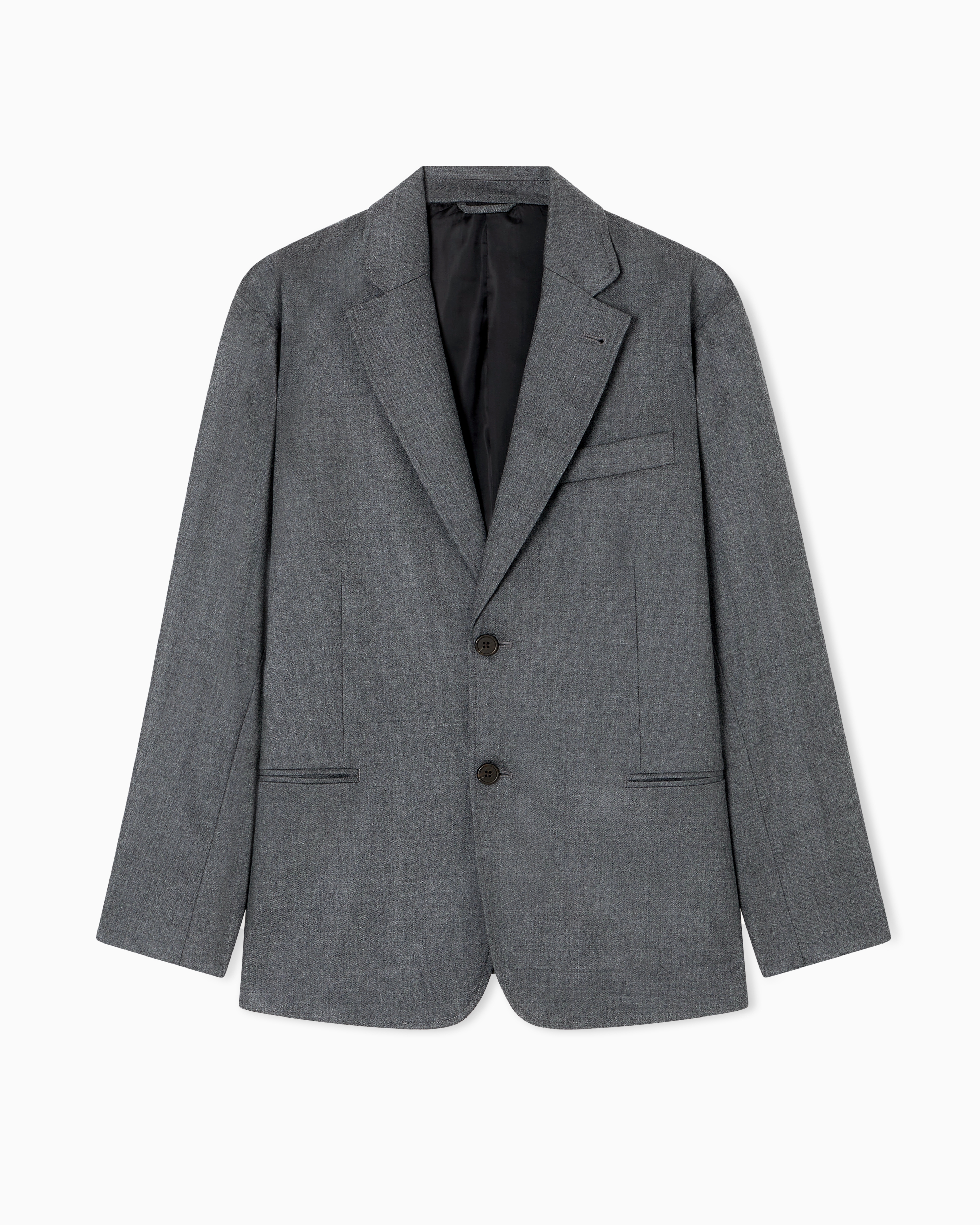 Emporio Armani - Virgin-wool stretch-twill single-breasted blazer, Man, Grey, Size: 48