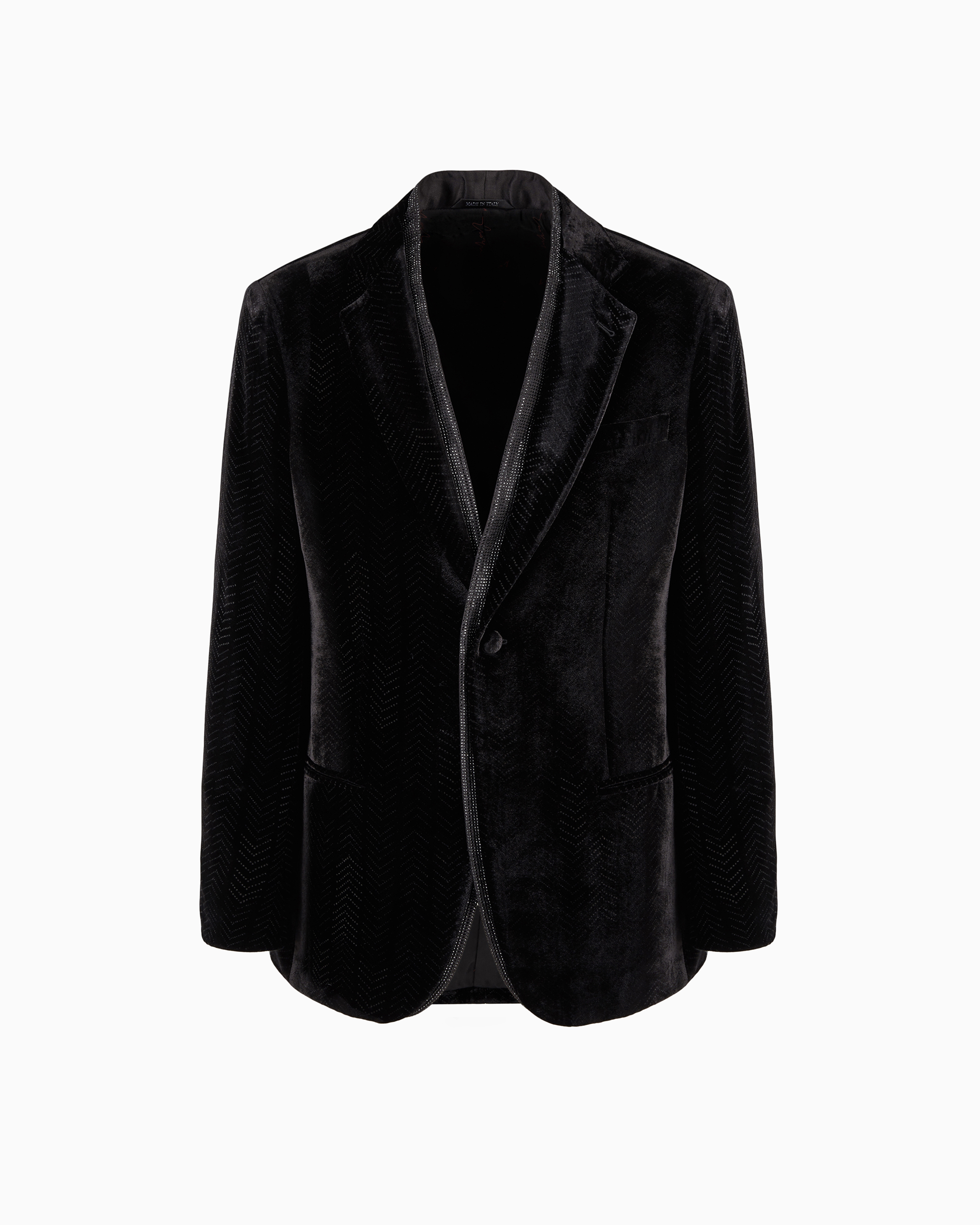 Giorgio Armani Studded-trim Velvet Blazer In Black