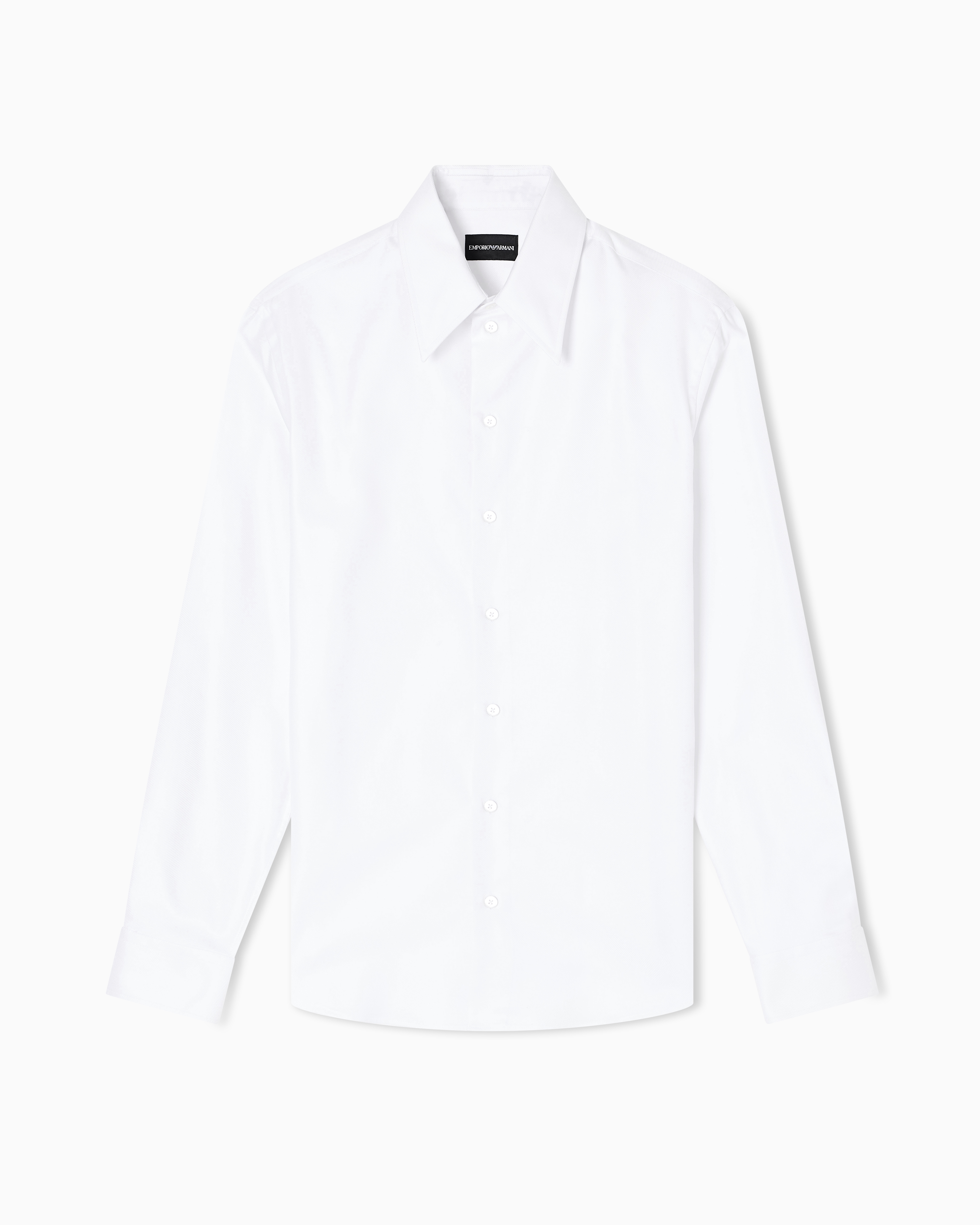 Emporio Armani - Jacquard shirt with foliage embroidery and motif, Man, White, Size: