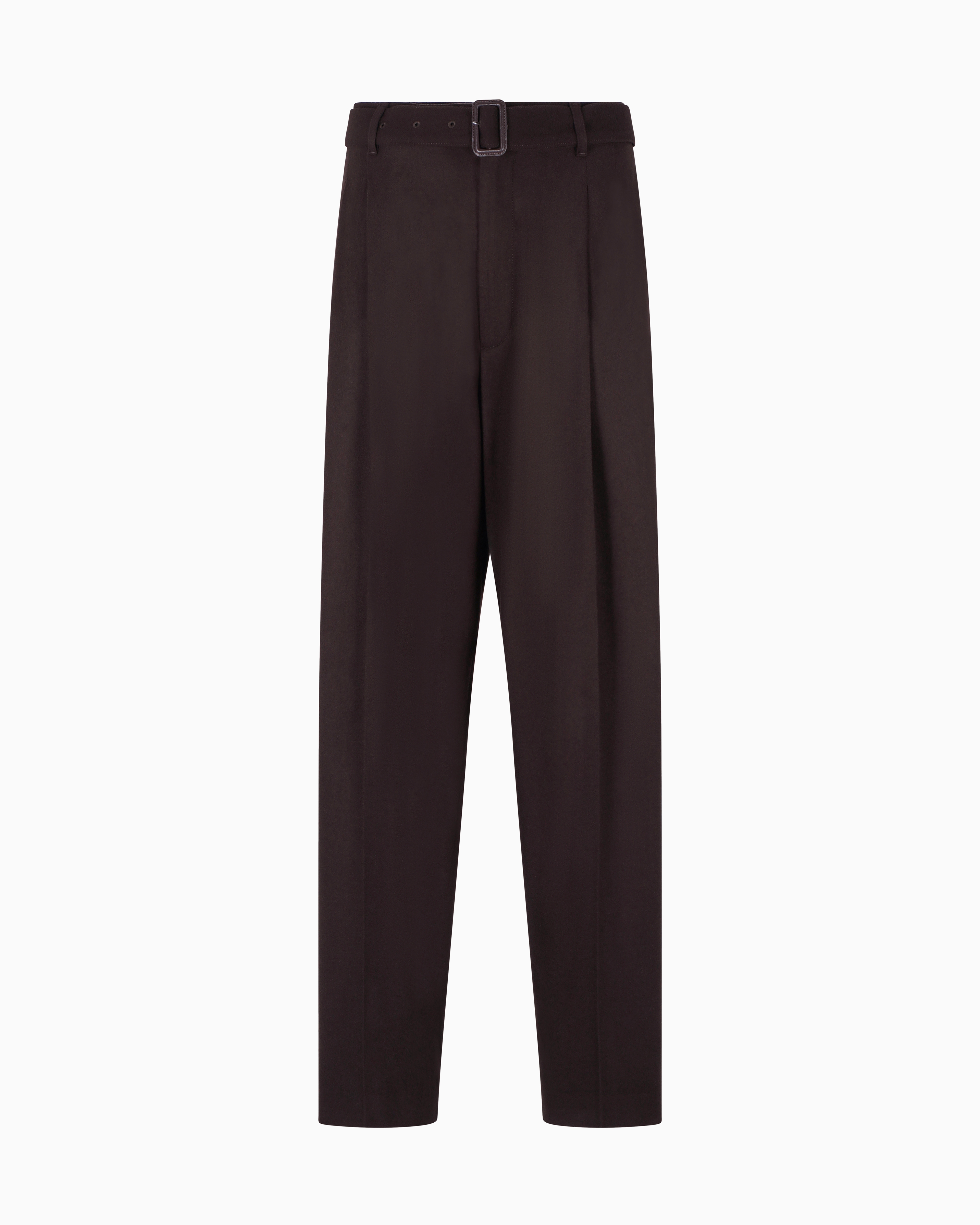 Emporio Armani - Virgin wool trousers with belt , Man, Brown, Size: