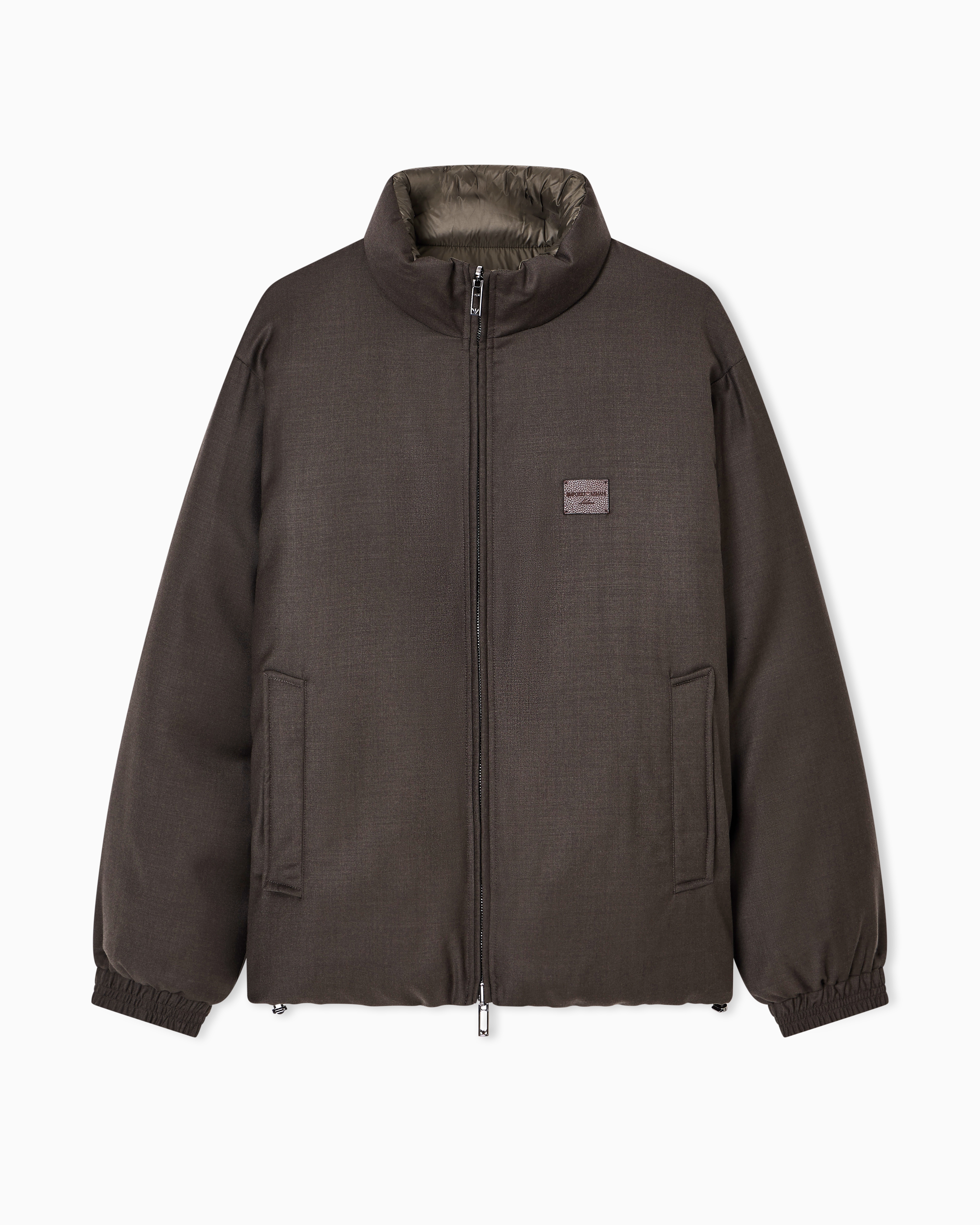Emporio Armani - Reversible wool-blend twill down jacket , Man, Green, Size: