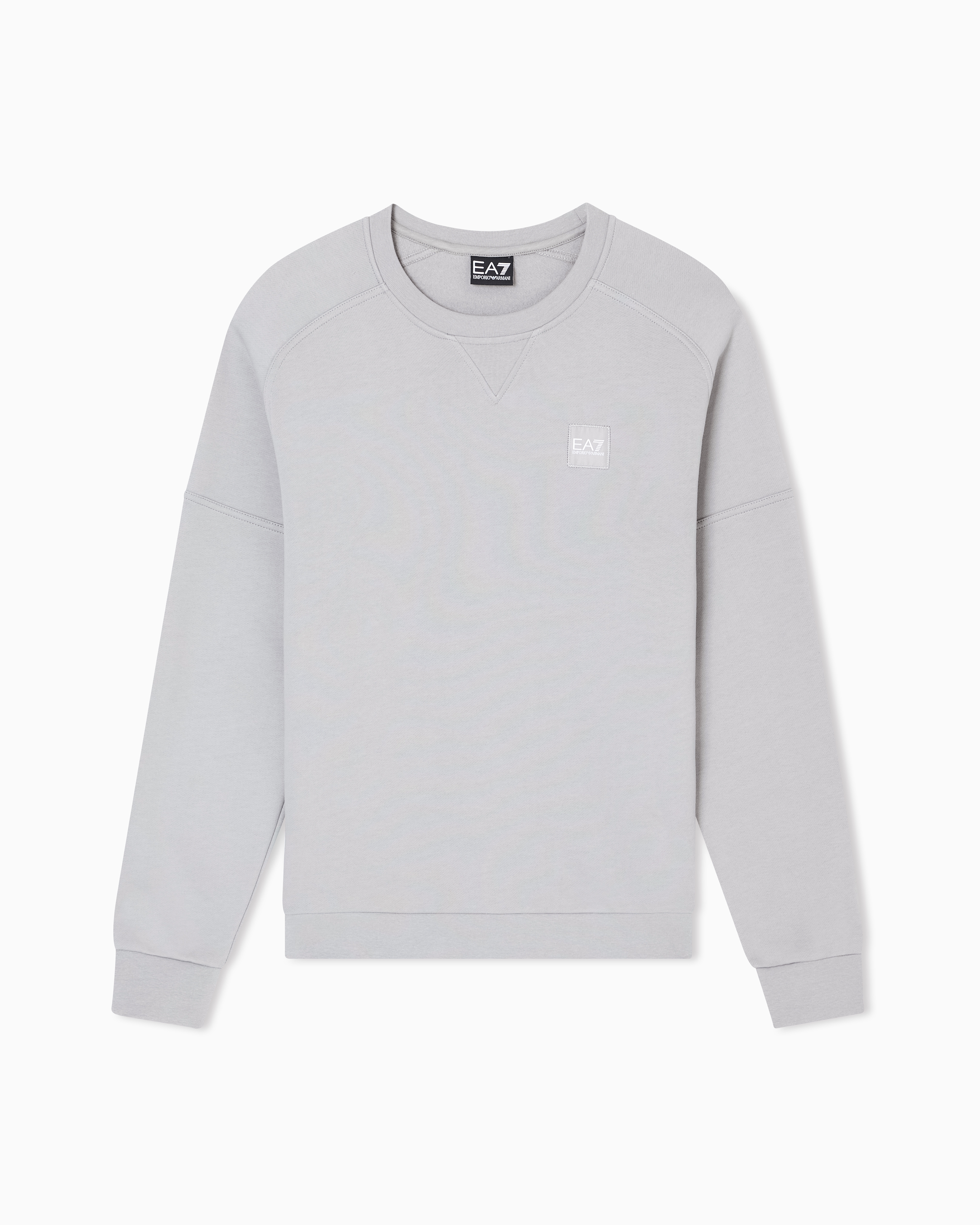 Ea7 Visibility Cotton-blend Crew-neck Sweatshirt In Gray