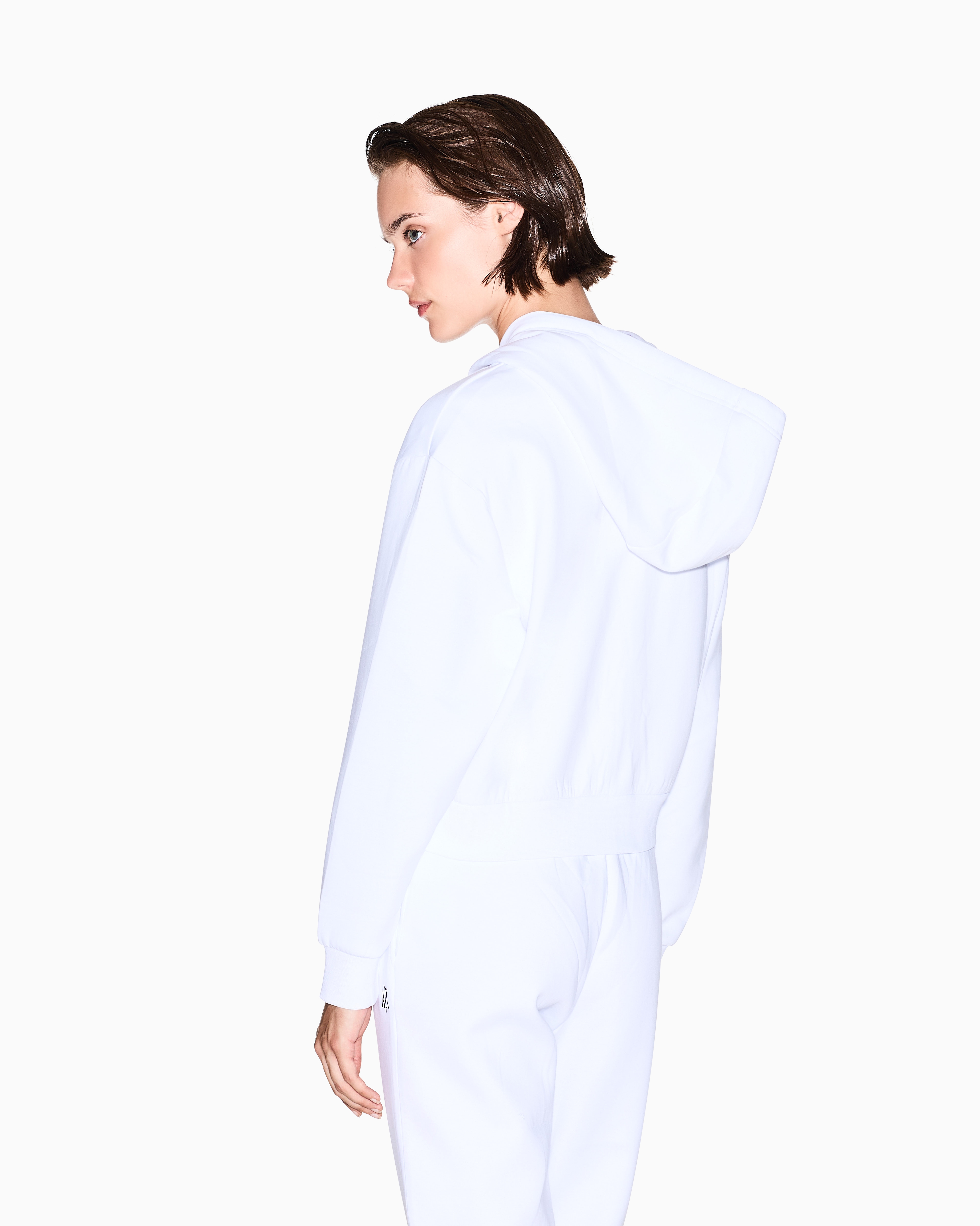 Armani Exchange -  Icon Cropped Hoodie, Woman, White, Size: