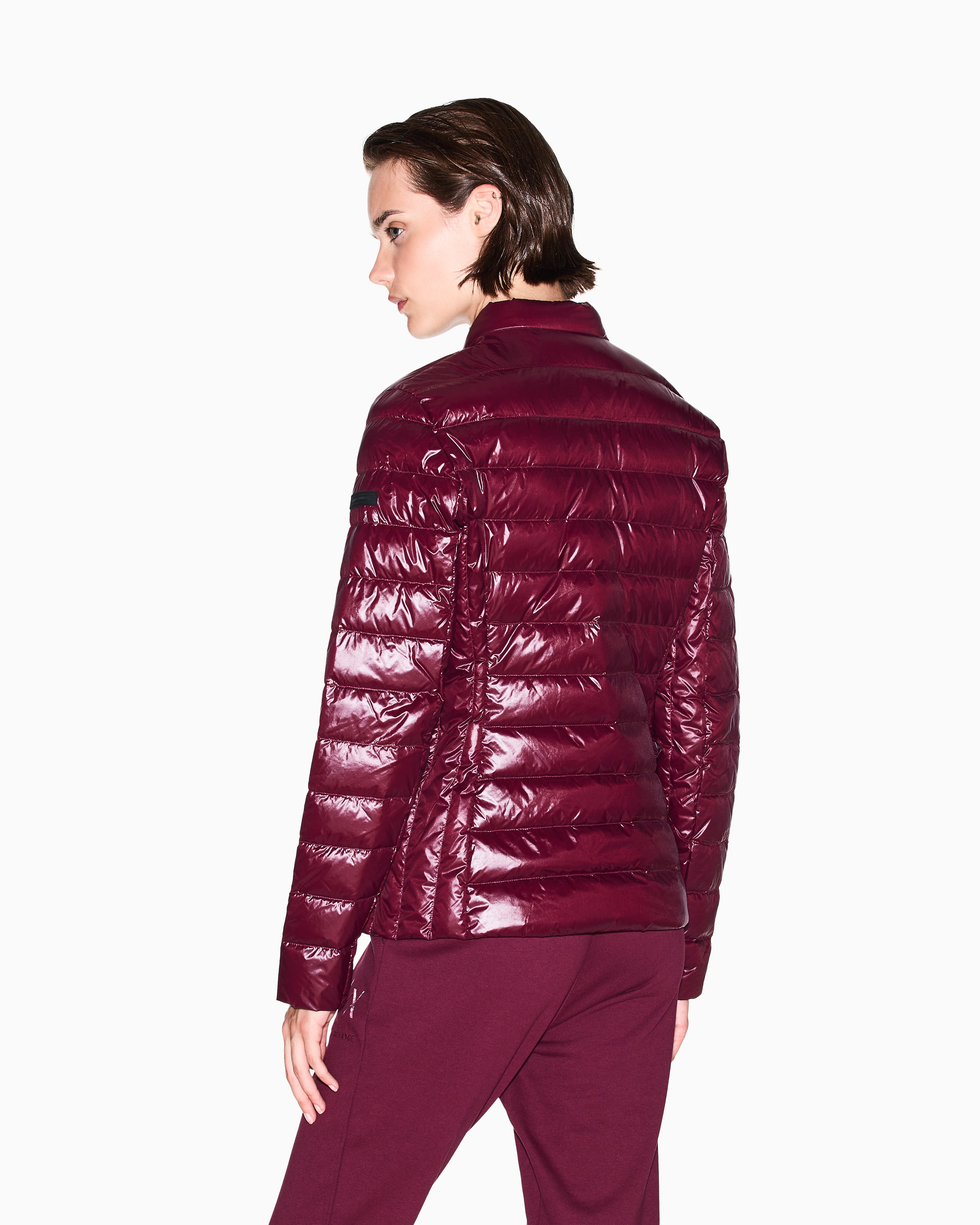 Armani Exchange -  Packable Quilted Down Jacket, Woman, Burgundy, Size: