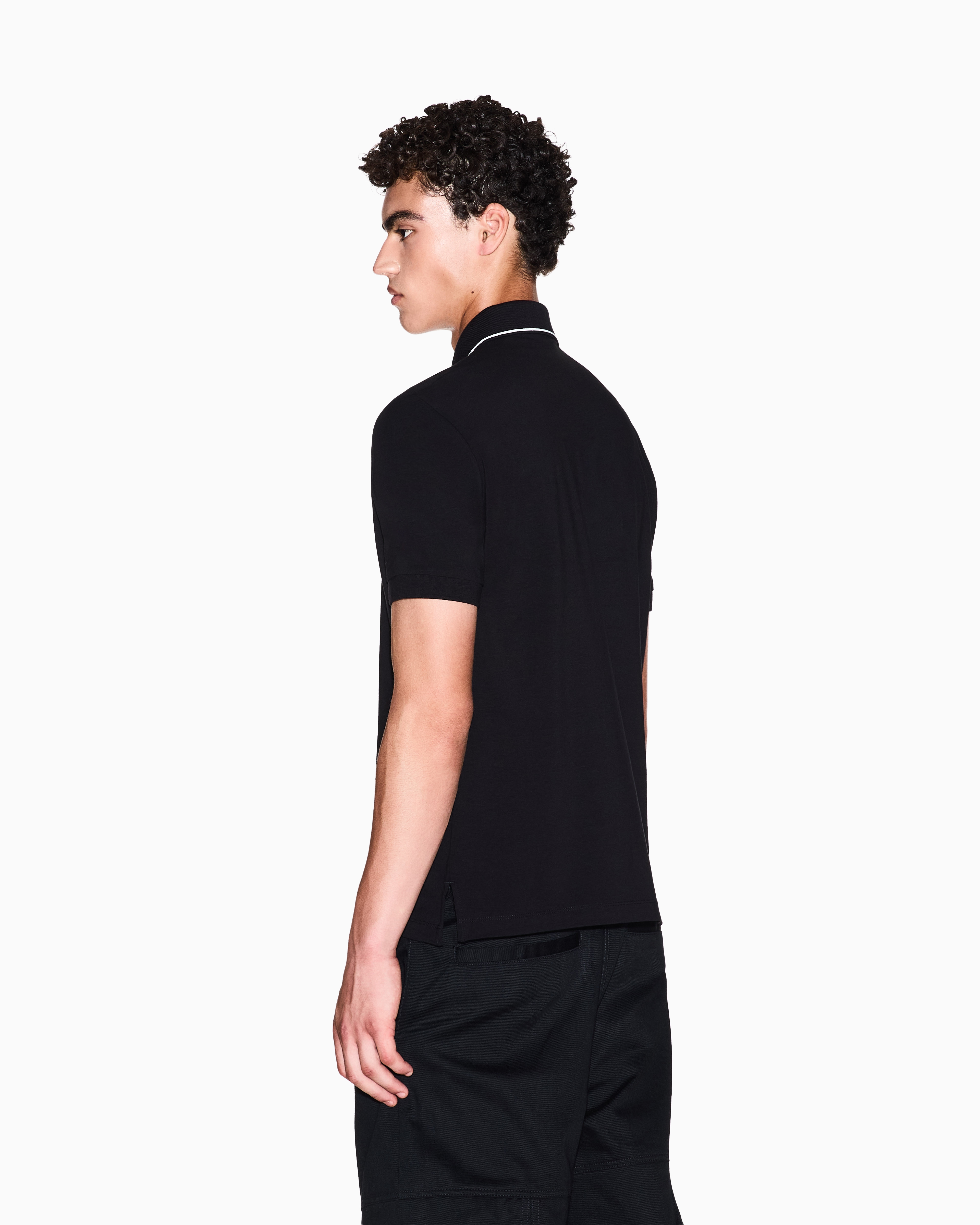 Armani Exchange - Slim fit polo shirt with logo and piping, Man, Black, Size: