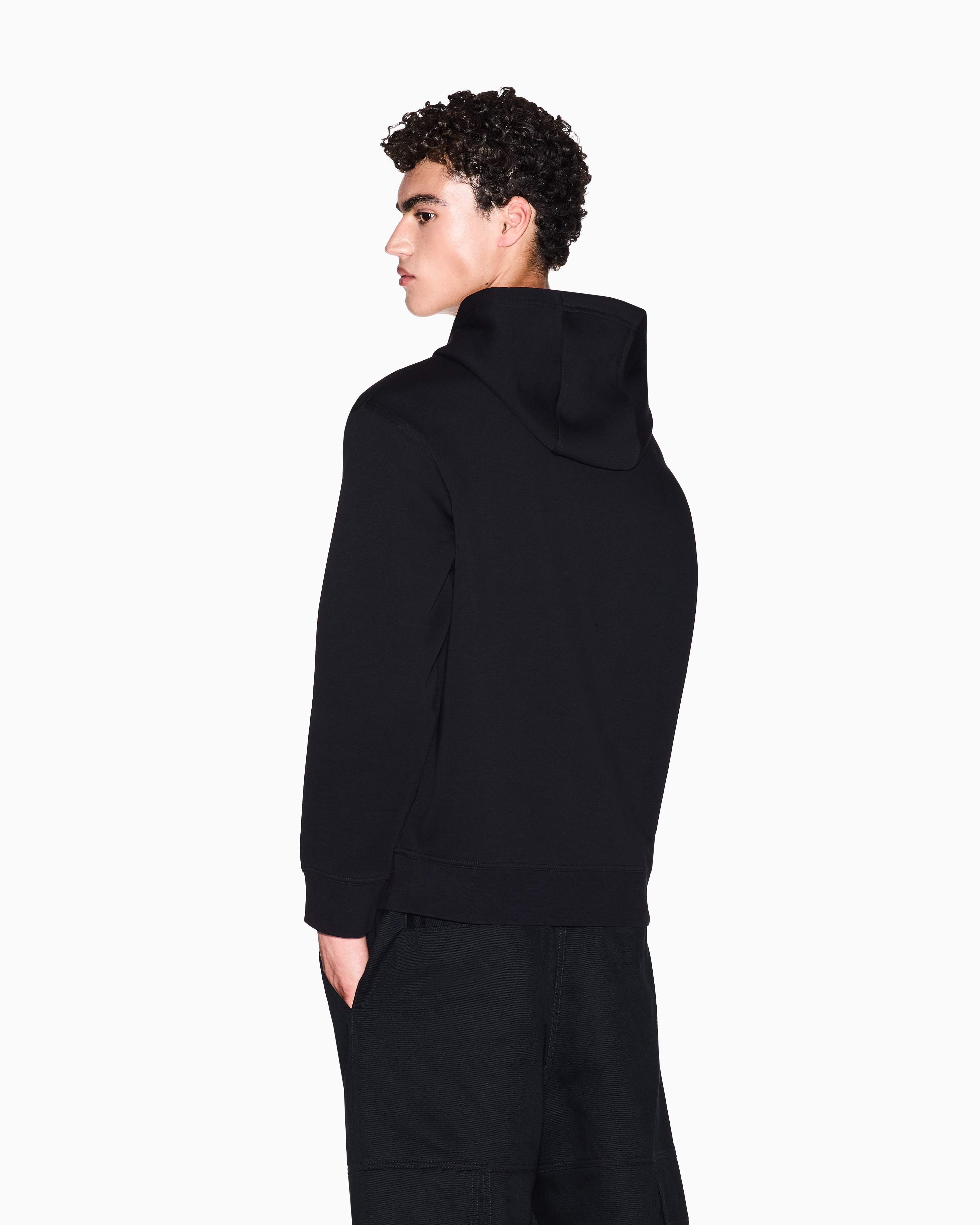 Armani Exchange - Hoodie with embroidered logo, Man, Black, Size: