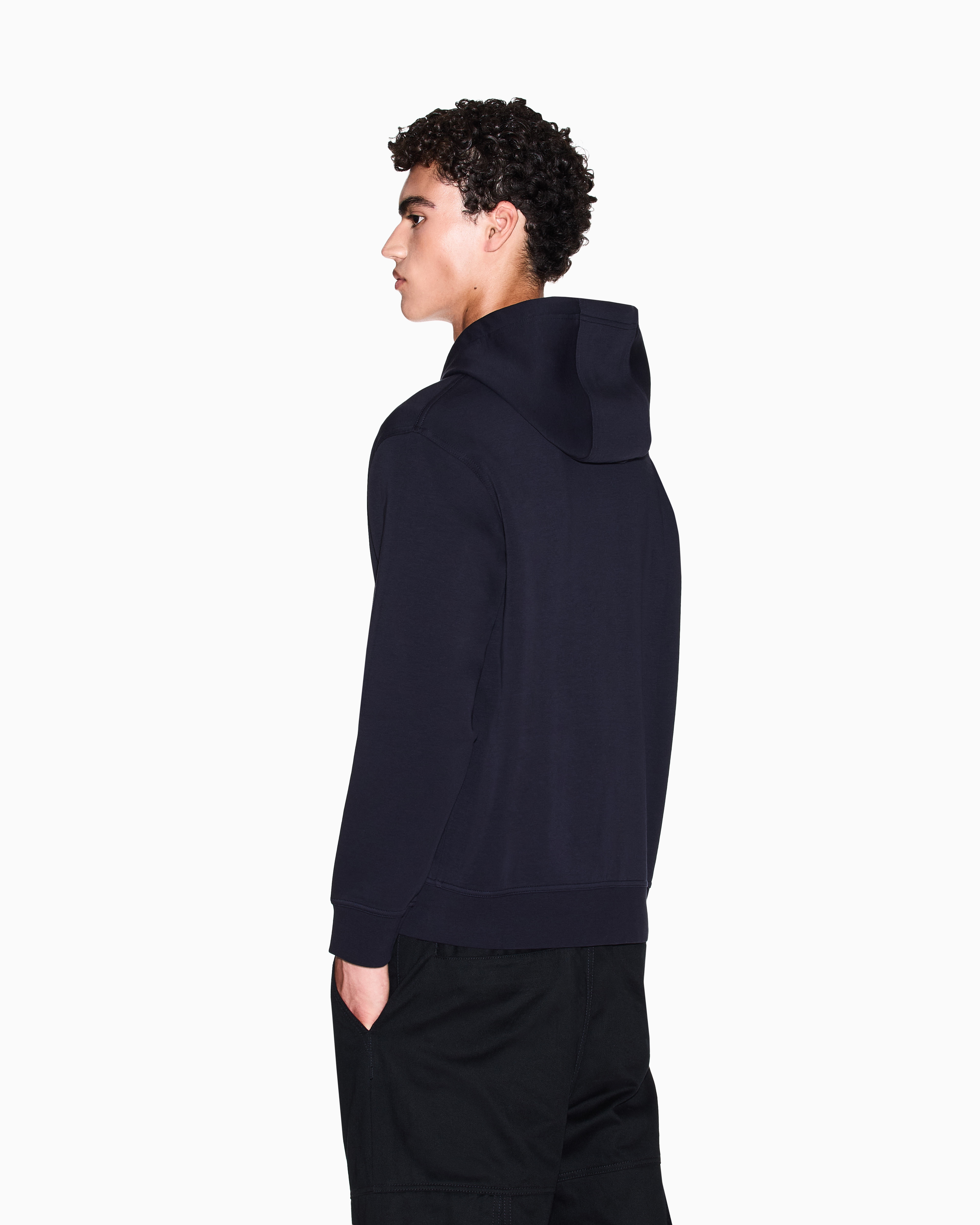 Armani Exchange - Zip-up hoodie with embroidered logo, Man, Navy_blue, Size: