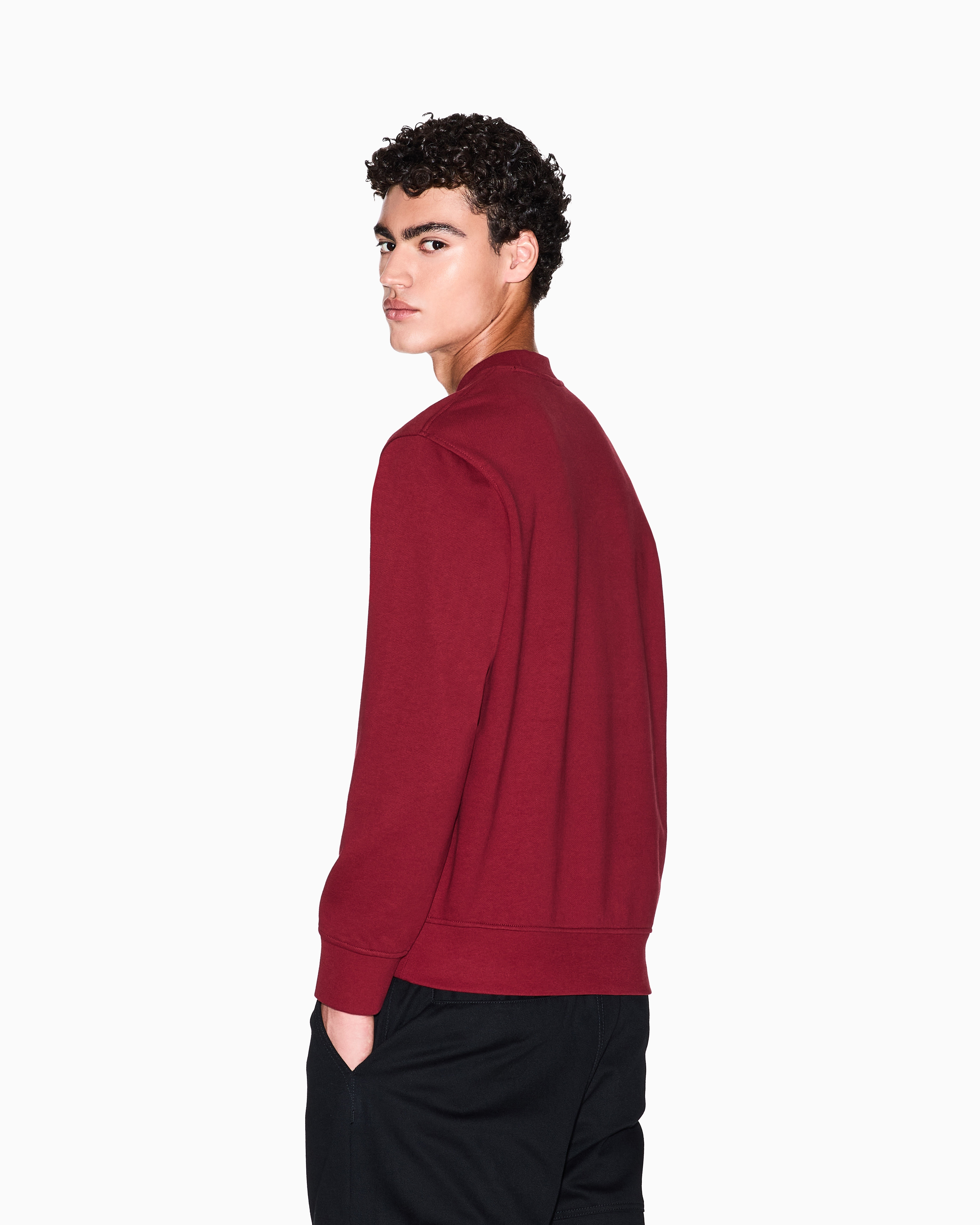 Armani Exchange - Crewneck sweatshirt with tone logo, Man, Burgundy, Size: