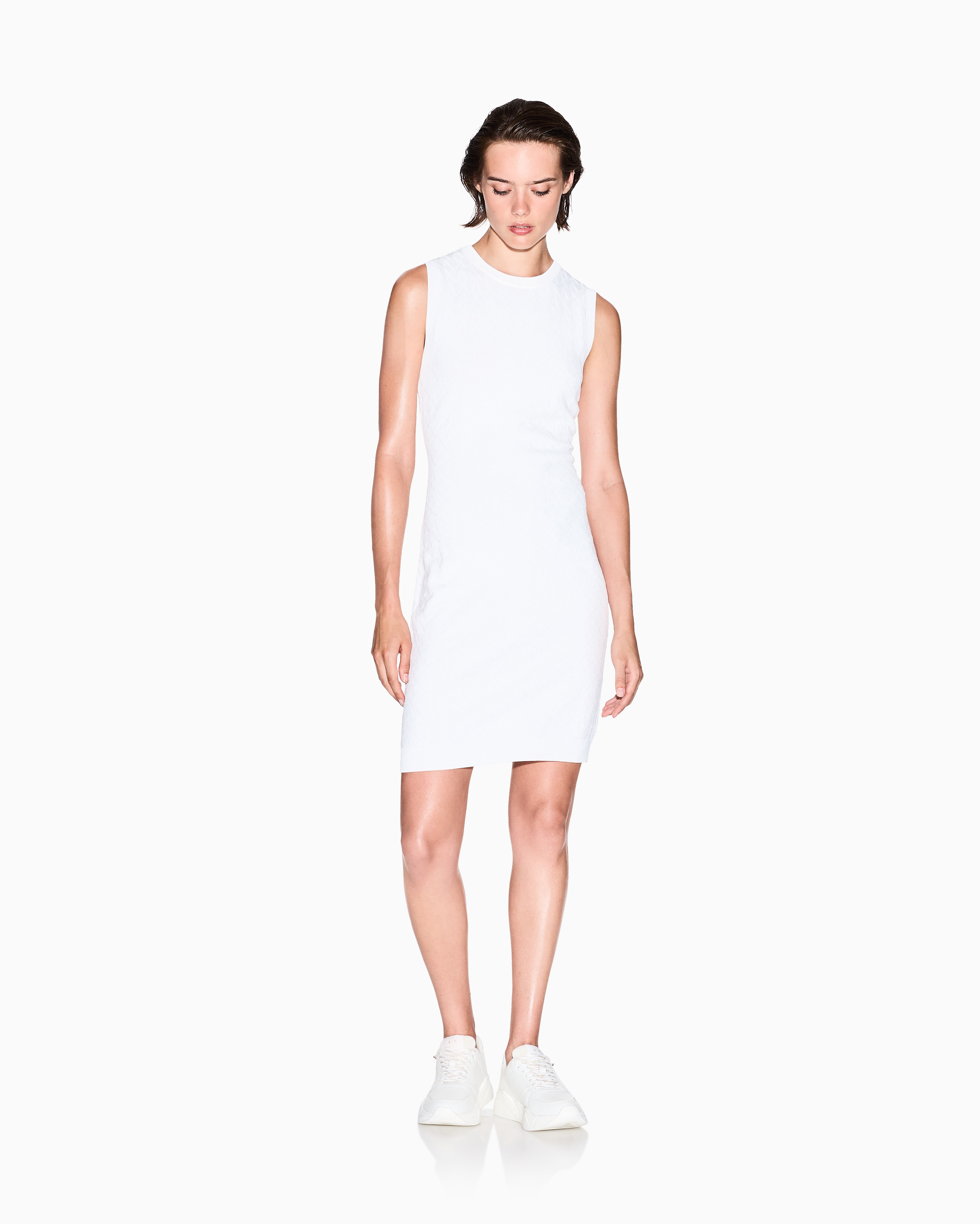 Armani Exchange - Sheath dress with allover logo, Woman, White, Size: