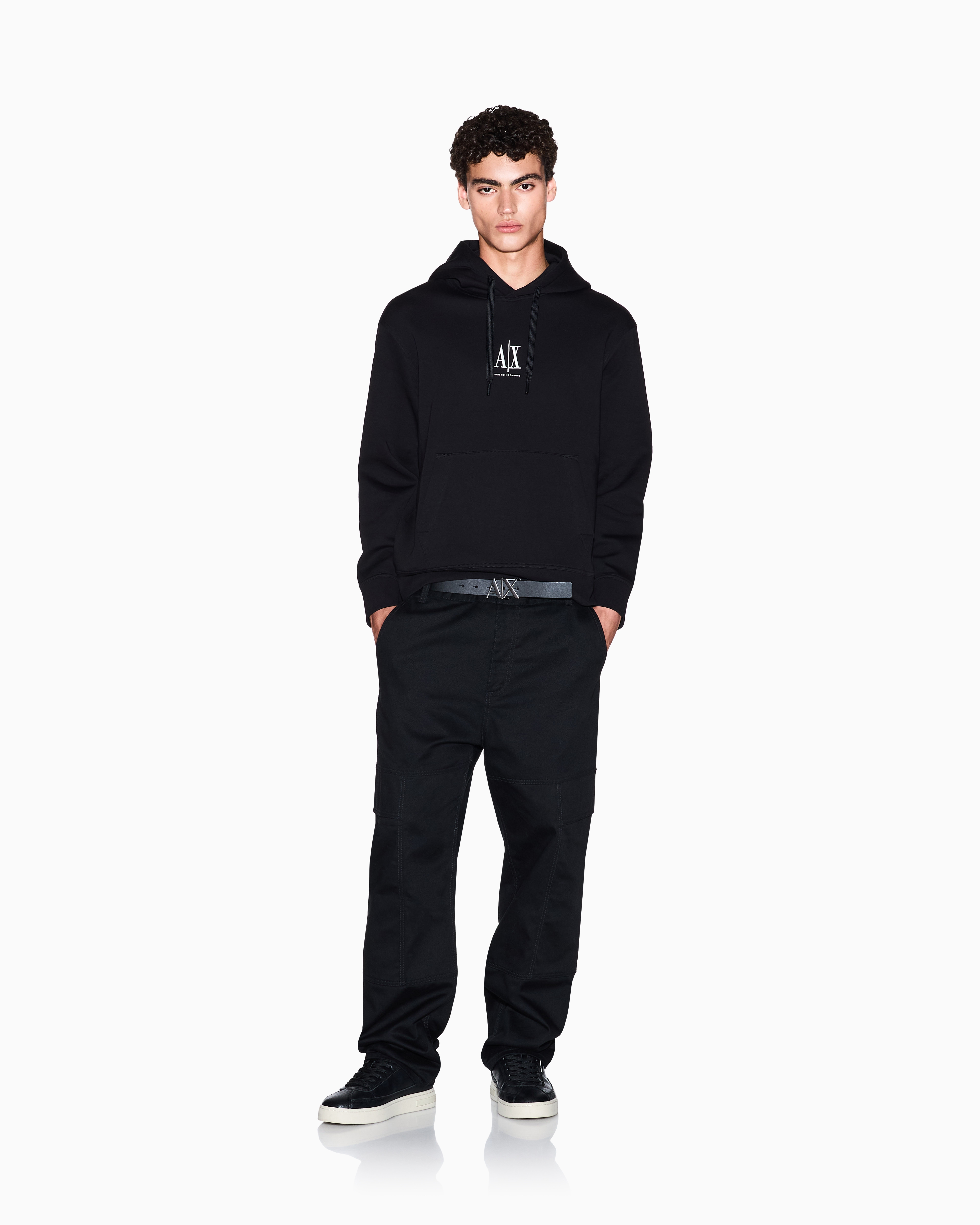 Armani Exchange - Hoodie with embroidered logo, Man, Black, Size: