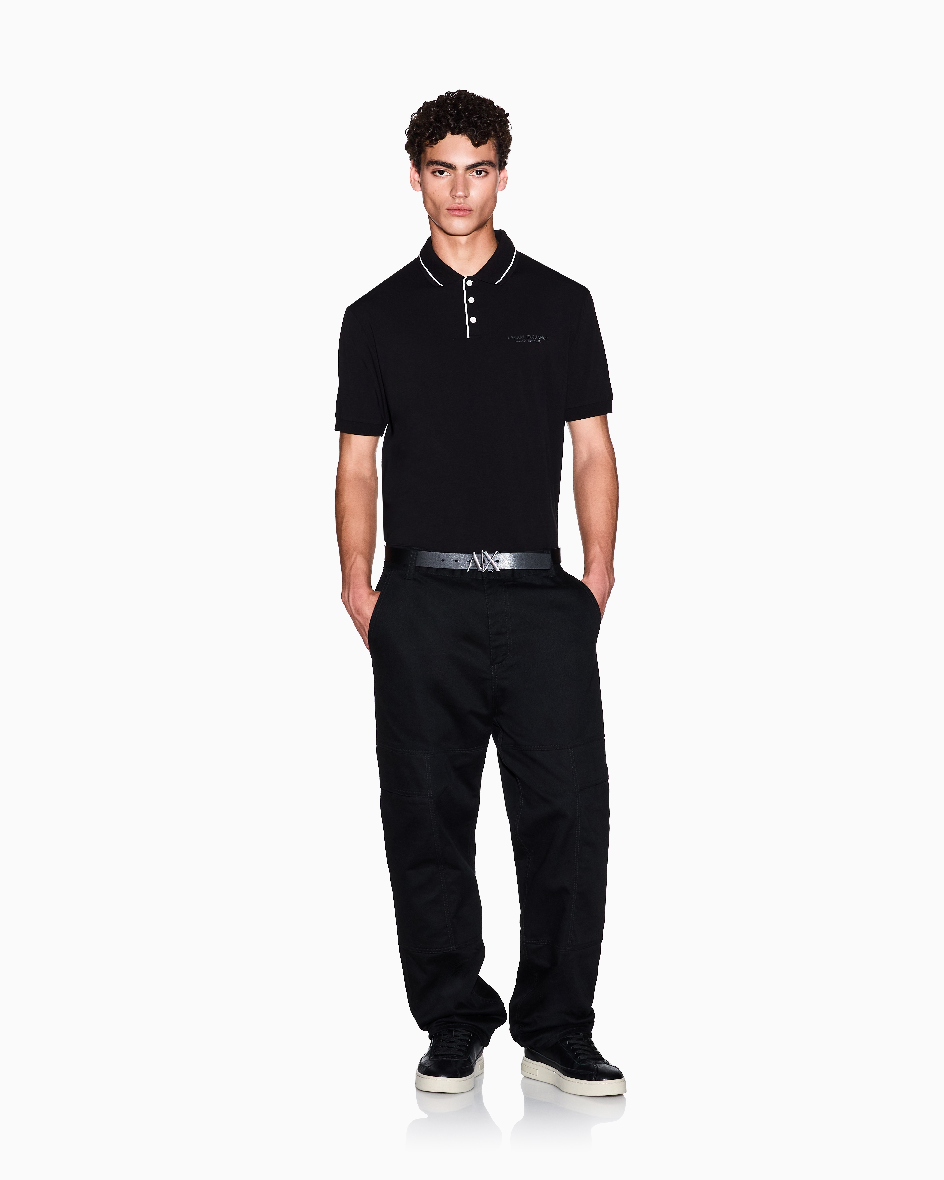 Armani Exchange - Regular fit polo shirt stretch jersey, Man, Black, Size: