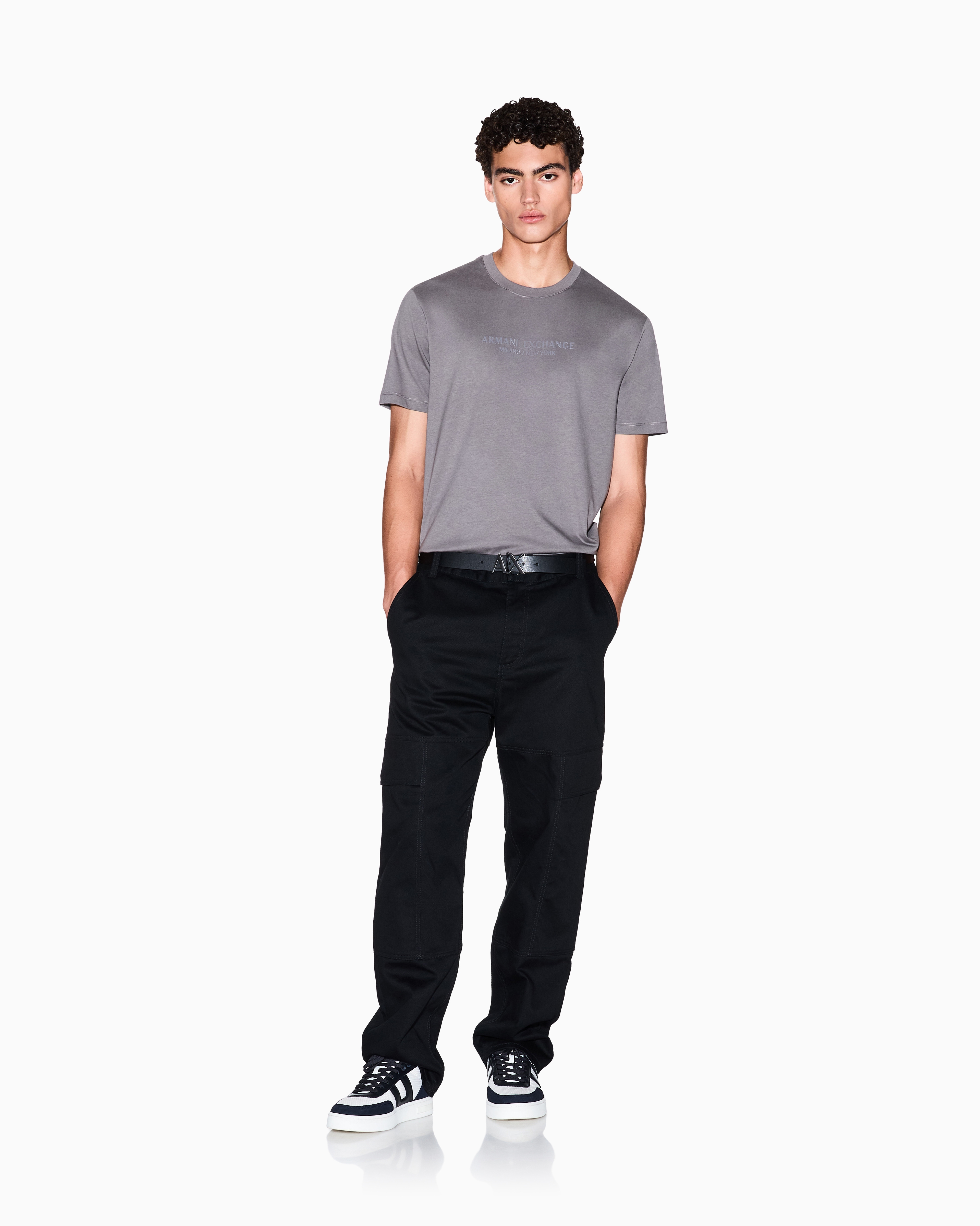 Armani Exchange - Regular fit T-shirt with logo, Man, Grey, Size: