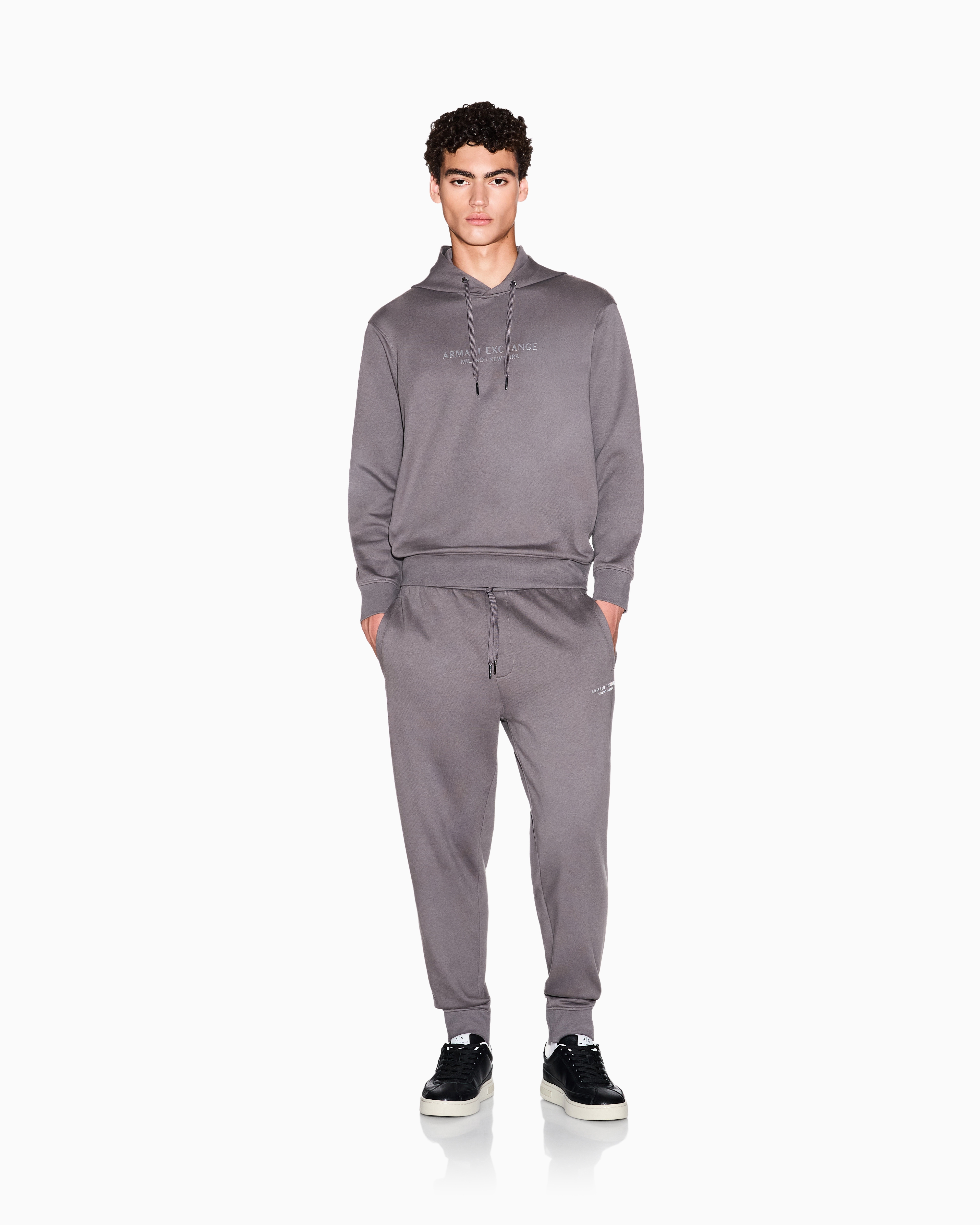 Armani Exchange - Tone Logo Jogger Pants, Man, Grey, Size: M