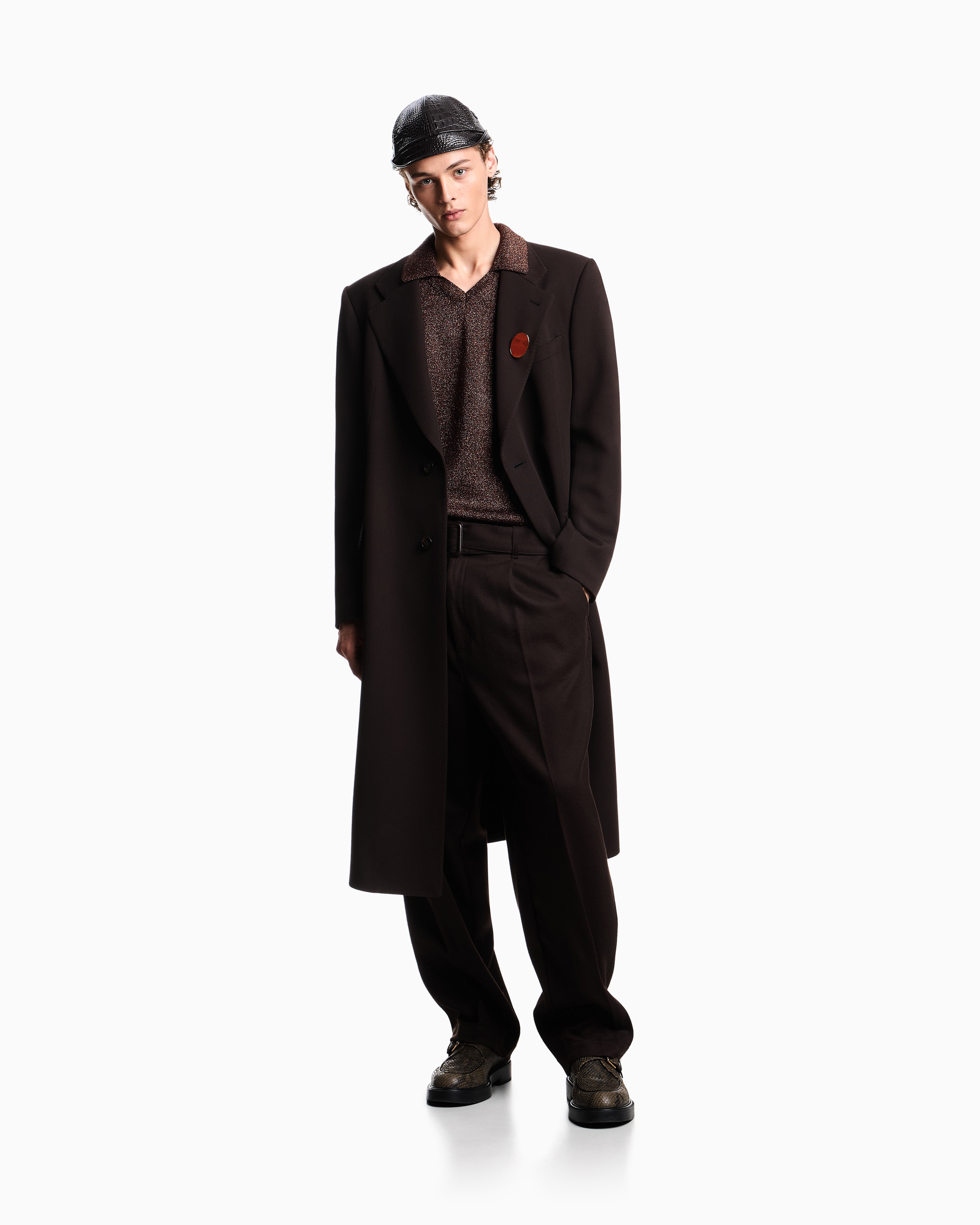 Virgin wool trousers with belt | Emporio Armani