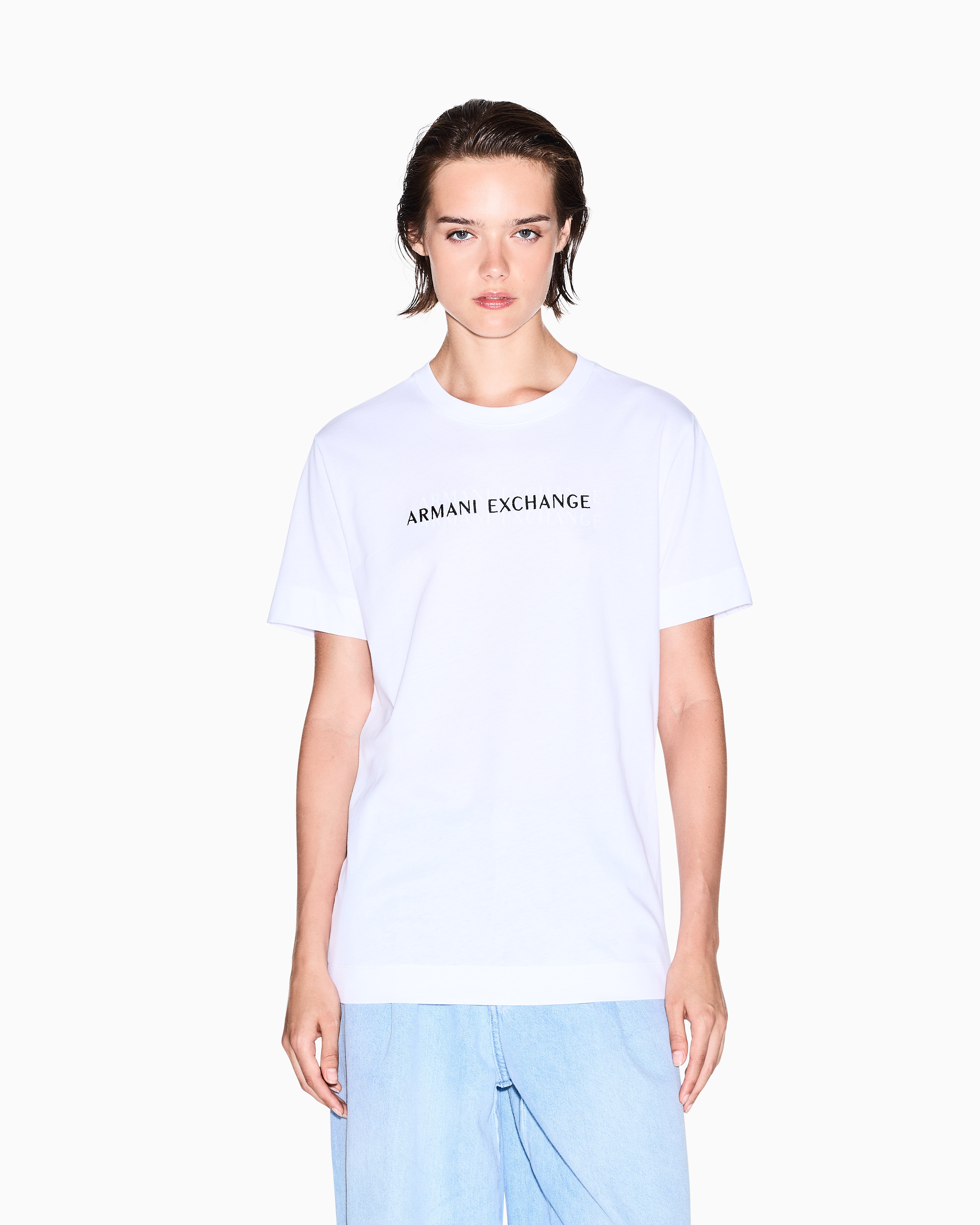 Armani Exchange Relaxed Fit T-shirts In Blue