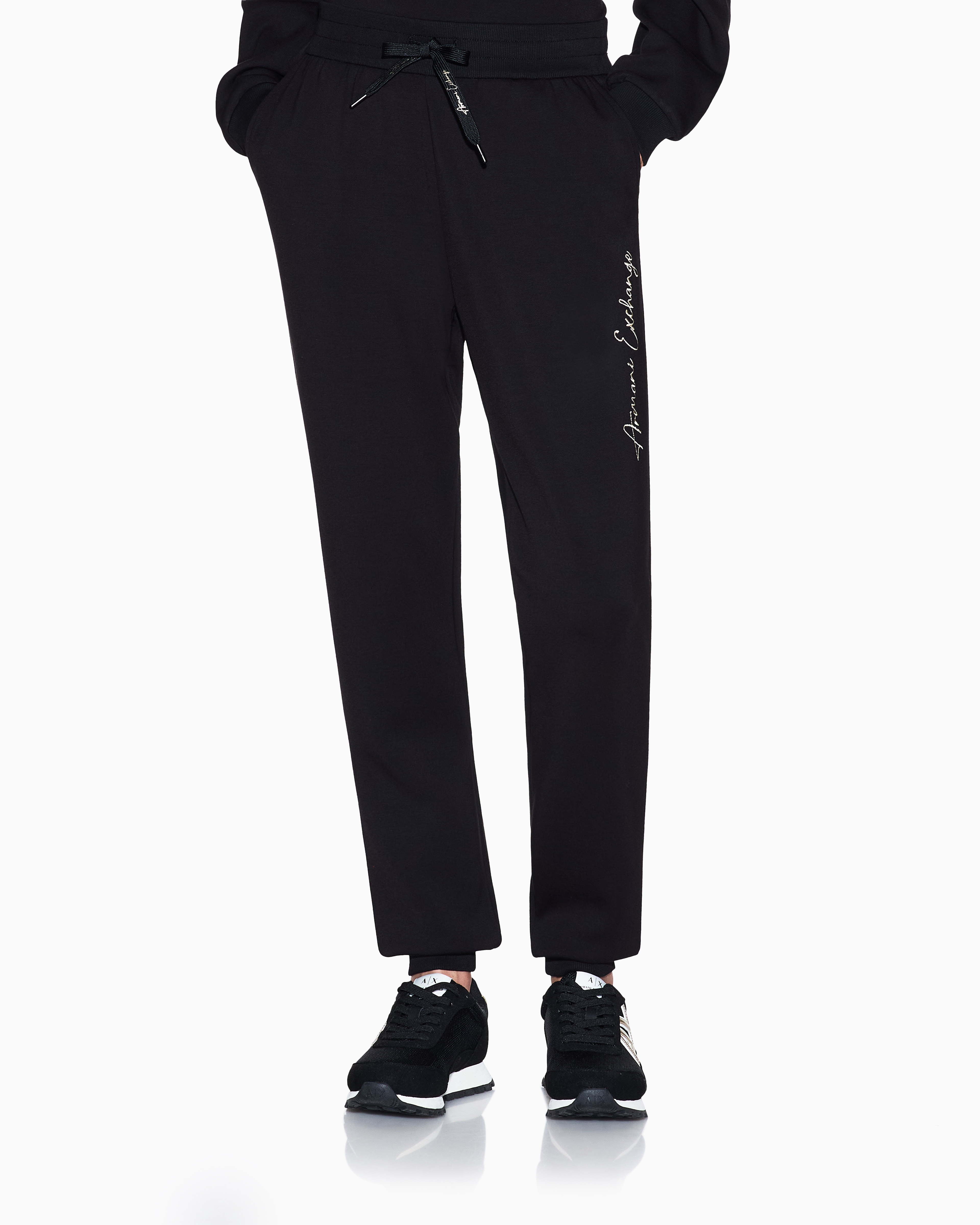 Armani Exchange - Scuba fabric jogger pants, Woman, Black, Size: