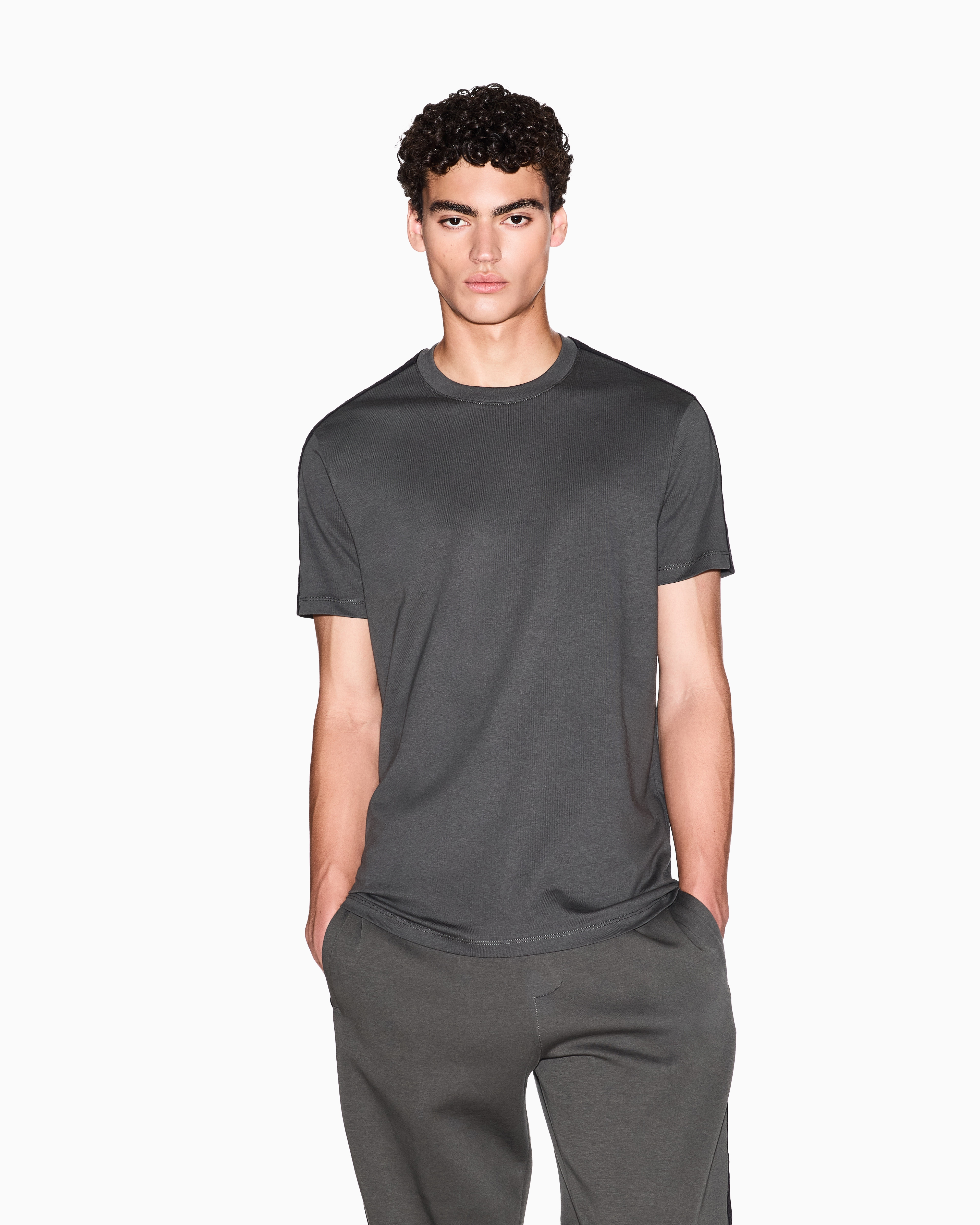 Armani Exchange - Contrasting regular fit tape t-shirt, Man, Green, Size: