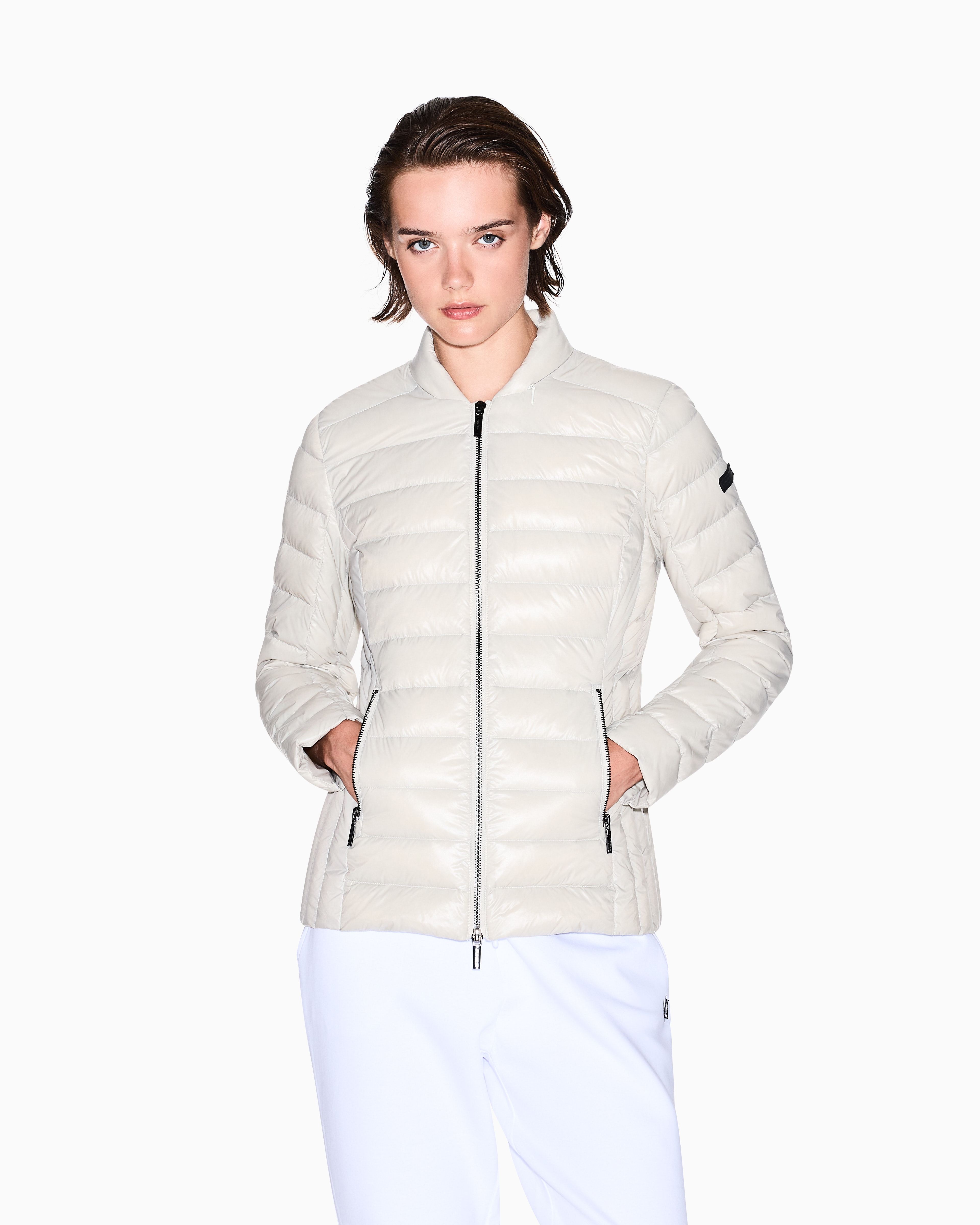 Armani Exchange -  Packable Quilted Down Jacket, Woman, Beige, Size:
