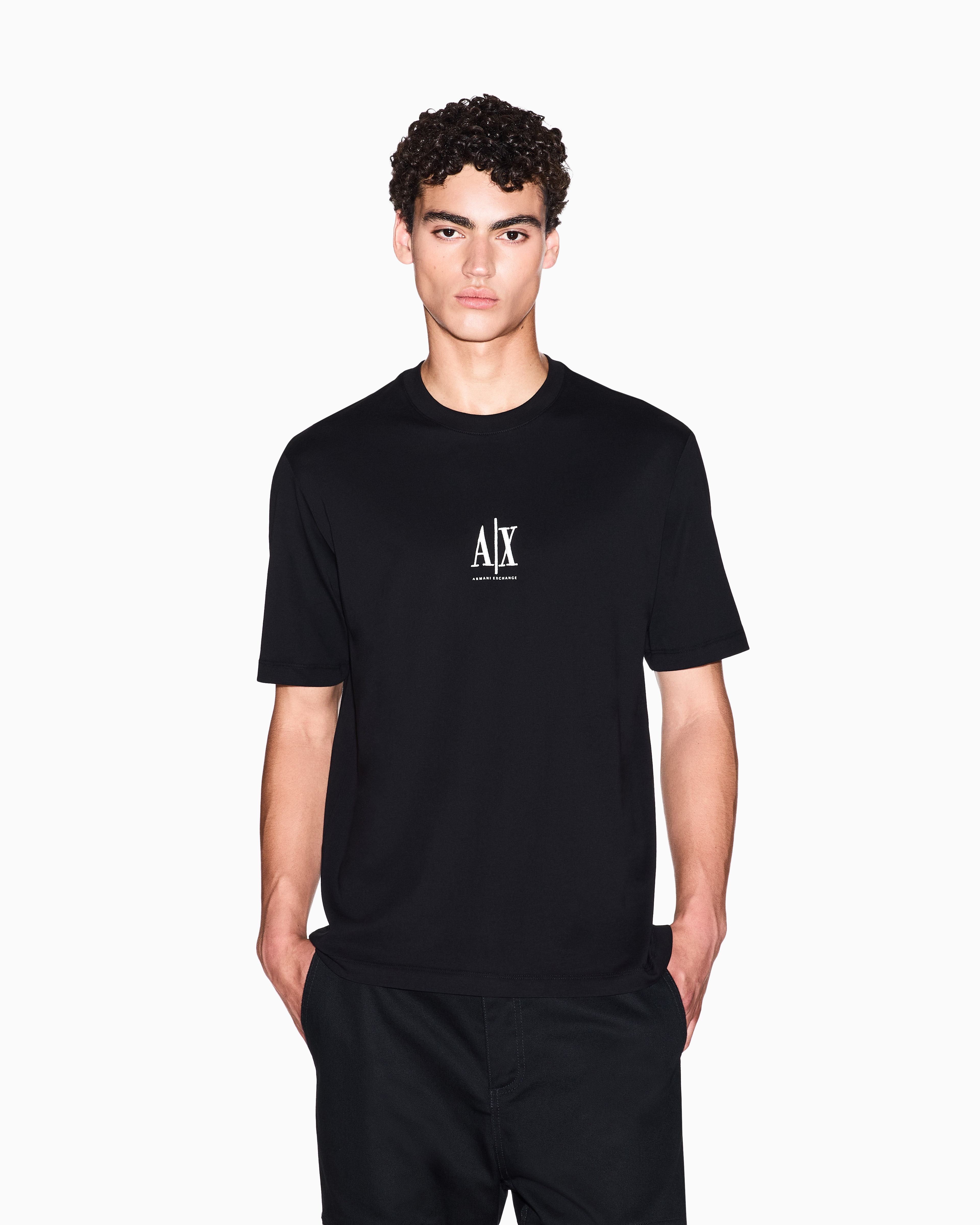 Regular fit T-shirt with embroidered logo | Armani Exchange