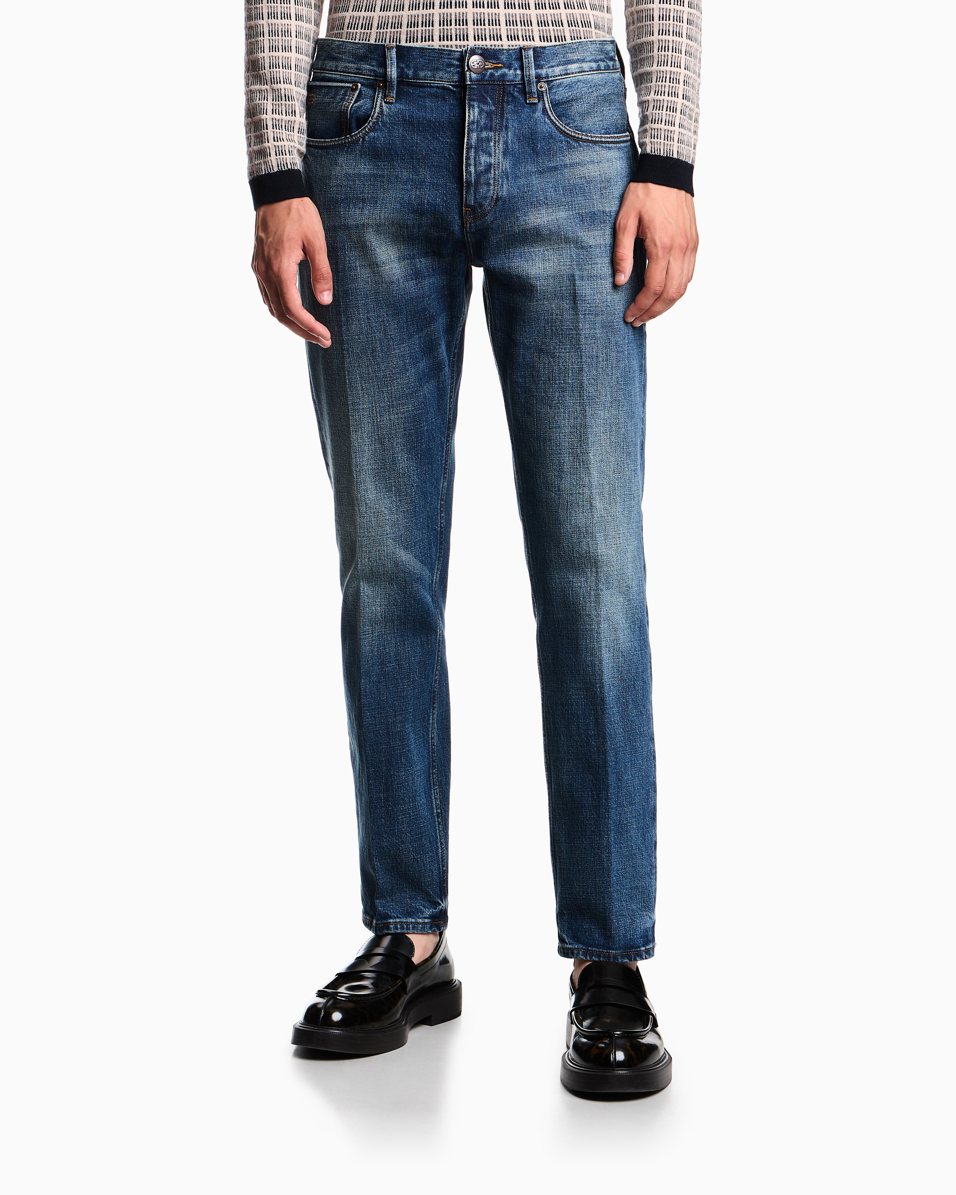 J41 straight-fit vintage jeans in Emporio Armani LAB denim
