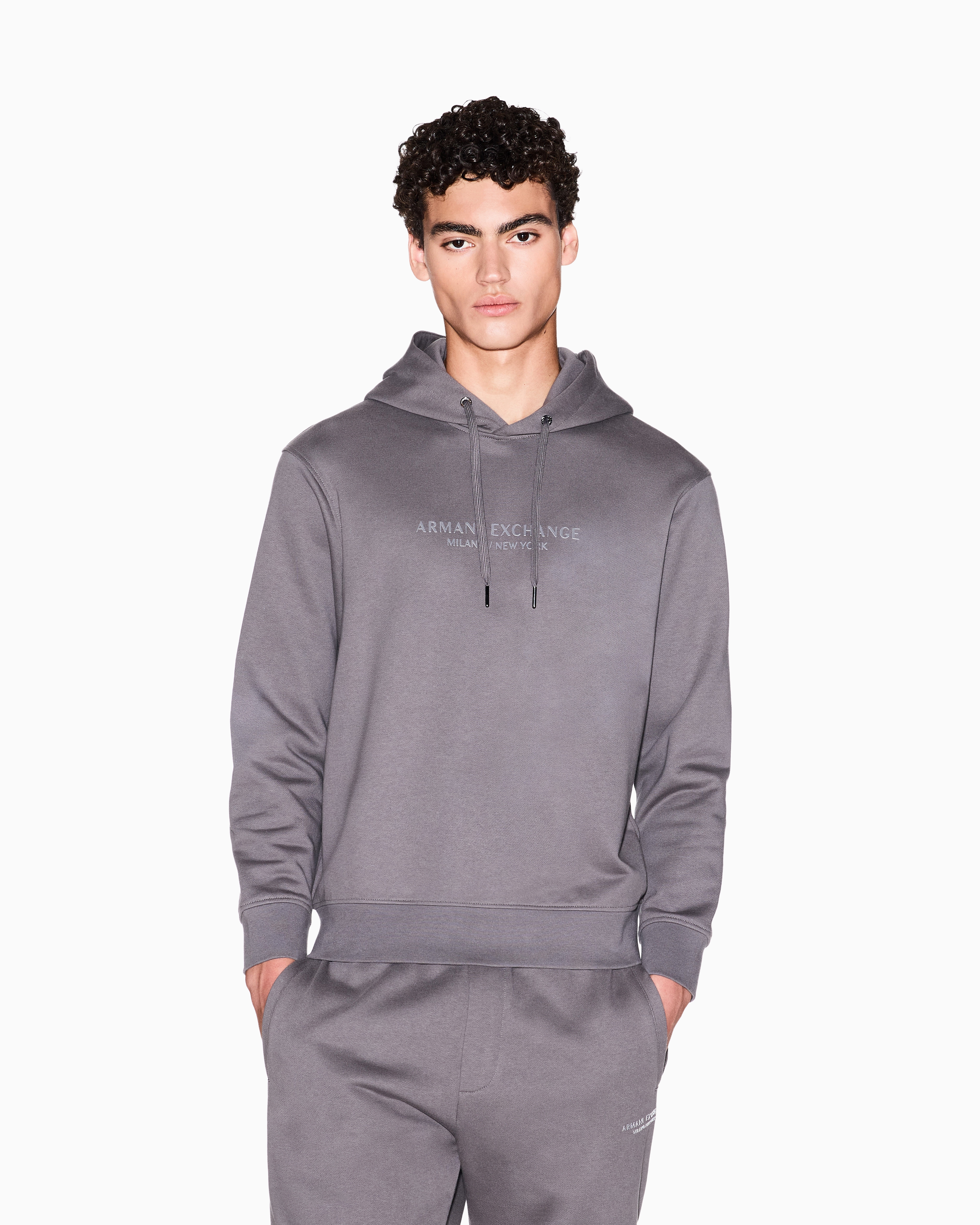 Armani Exchange - Basic hoodie, Man, Grey, Size: