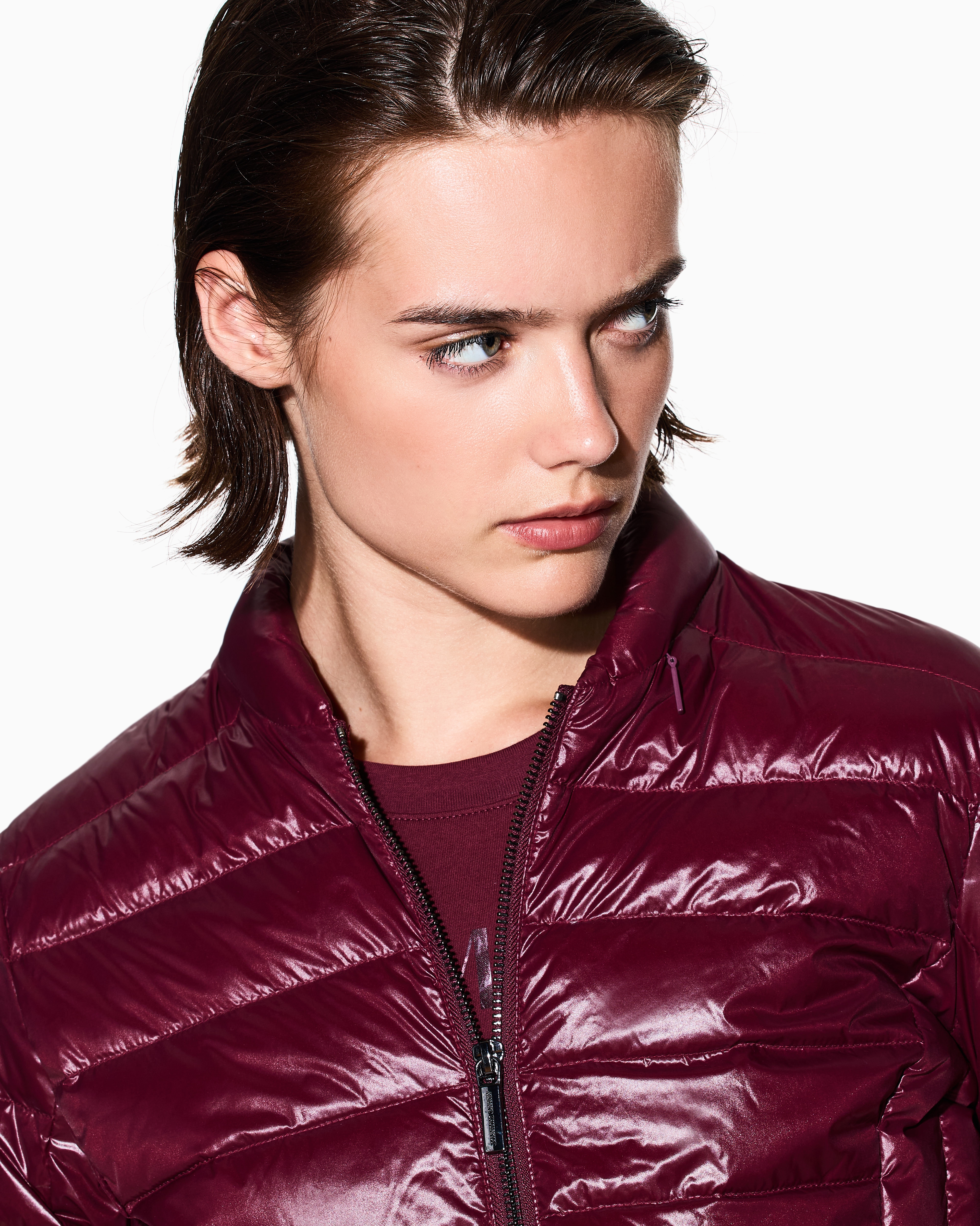 Armani Exchange -  Packable Quilted Down Jacket, Woman, Burgundy, Size: