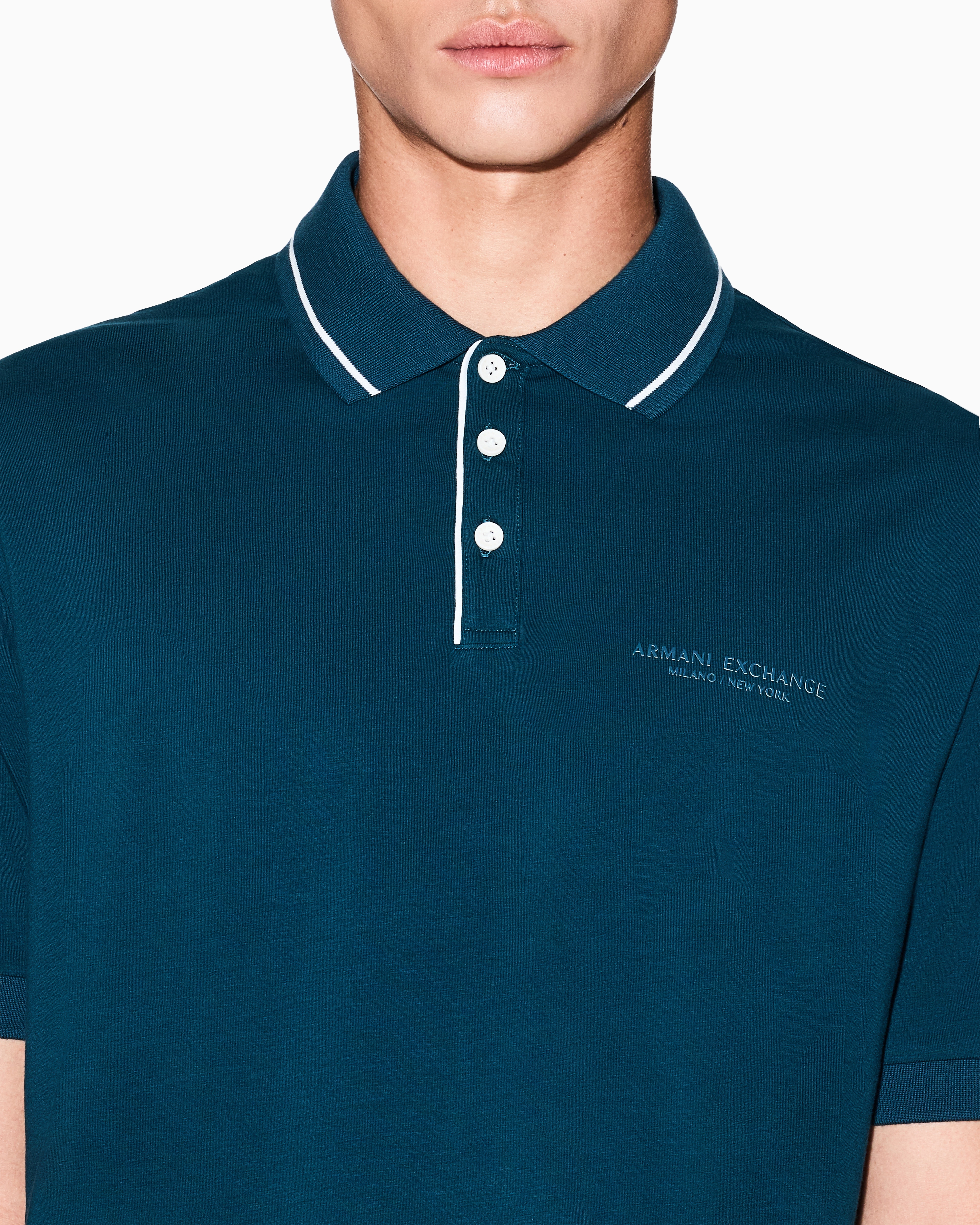Armani Exchange - Regular fit polo shirt stretch jersey, Man, Blue, Size: