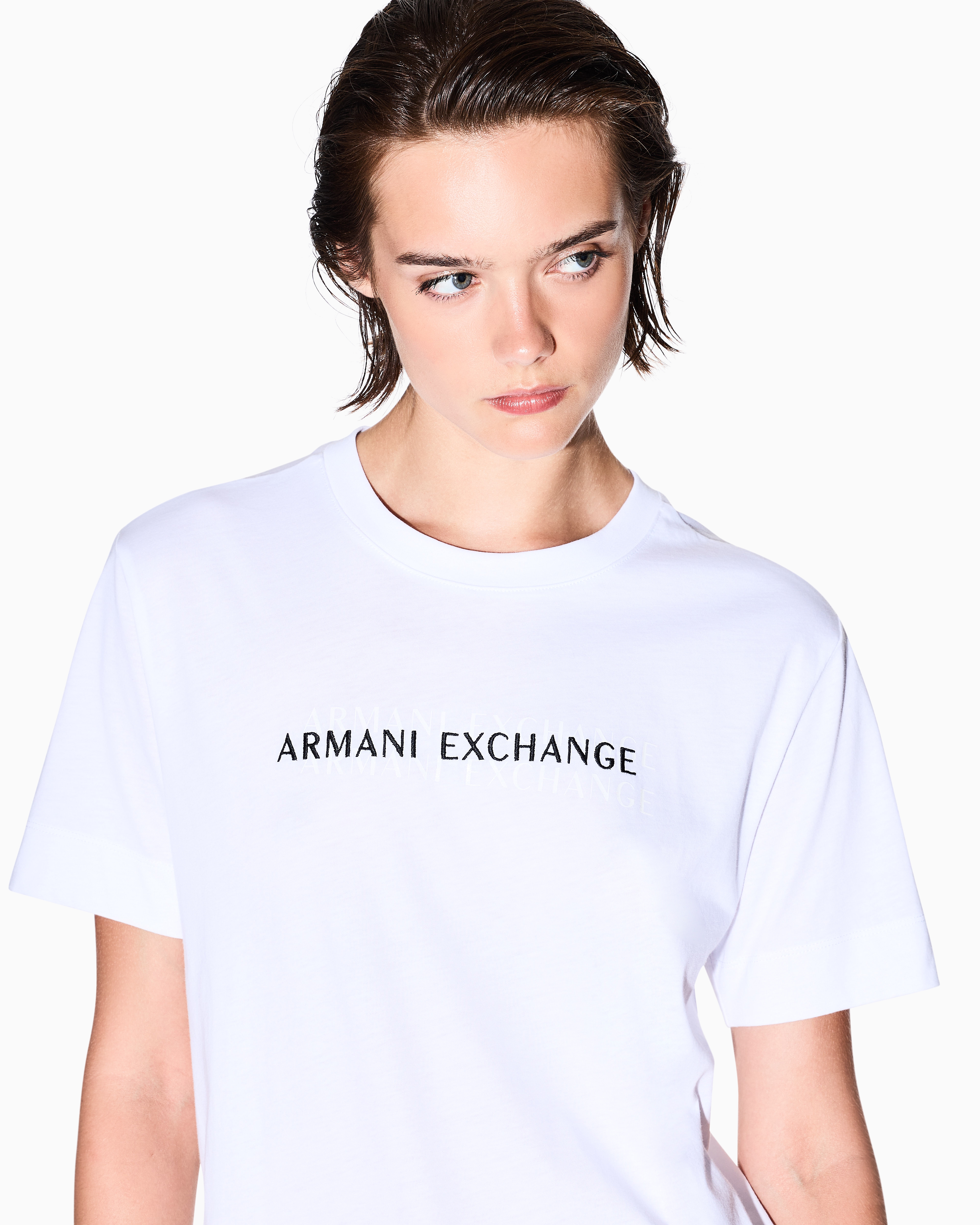 Armani Exchange Relaxed Fit T-shirts In Blue