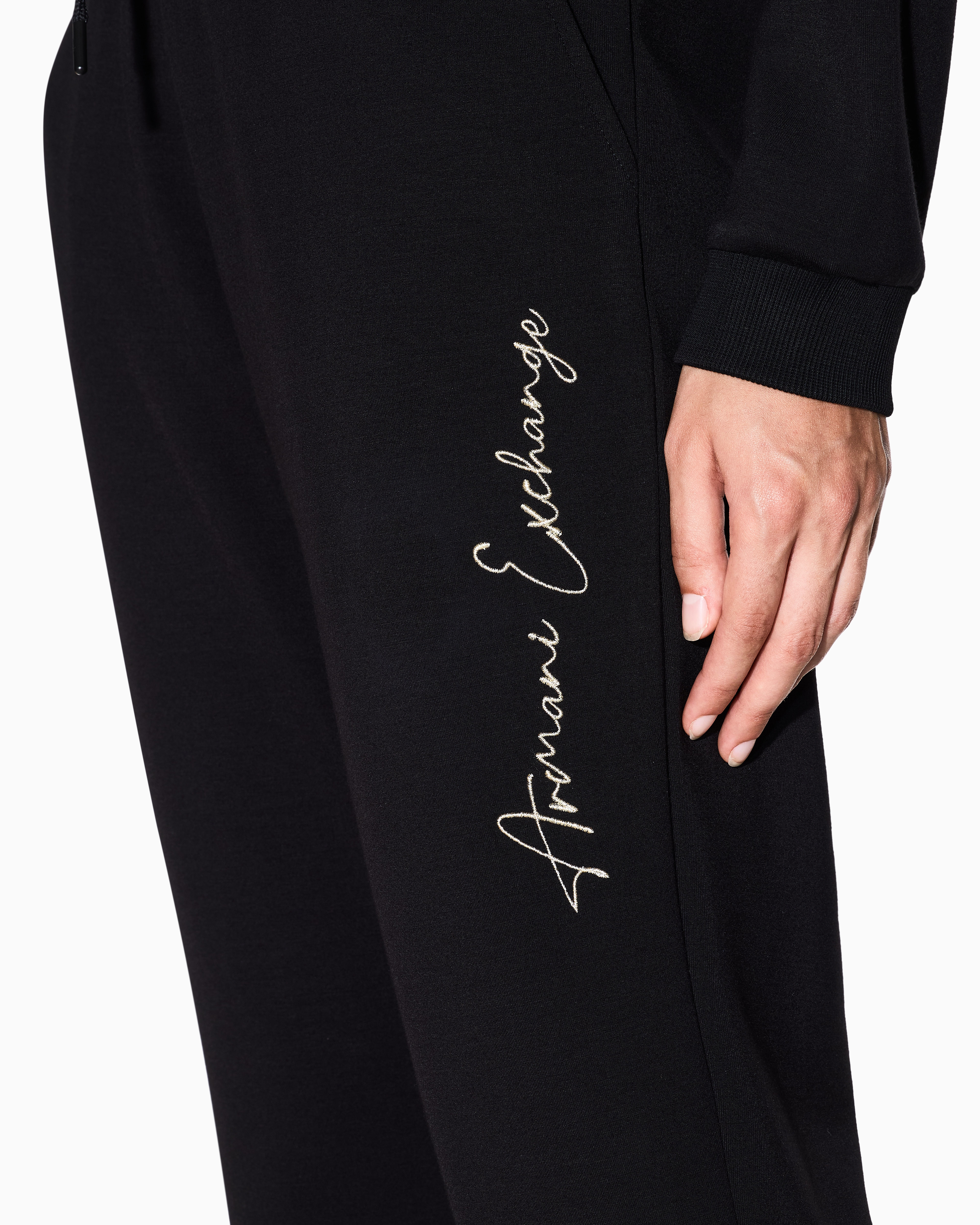 Armani Exchange - Scuba fabric jogger pants, Woman, Black, Size: