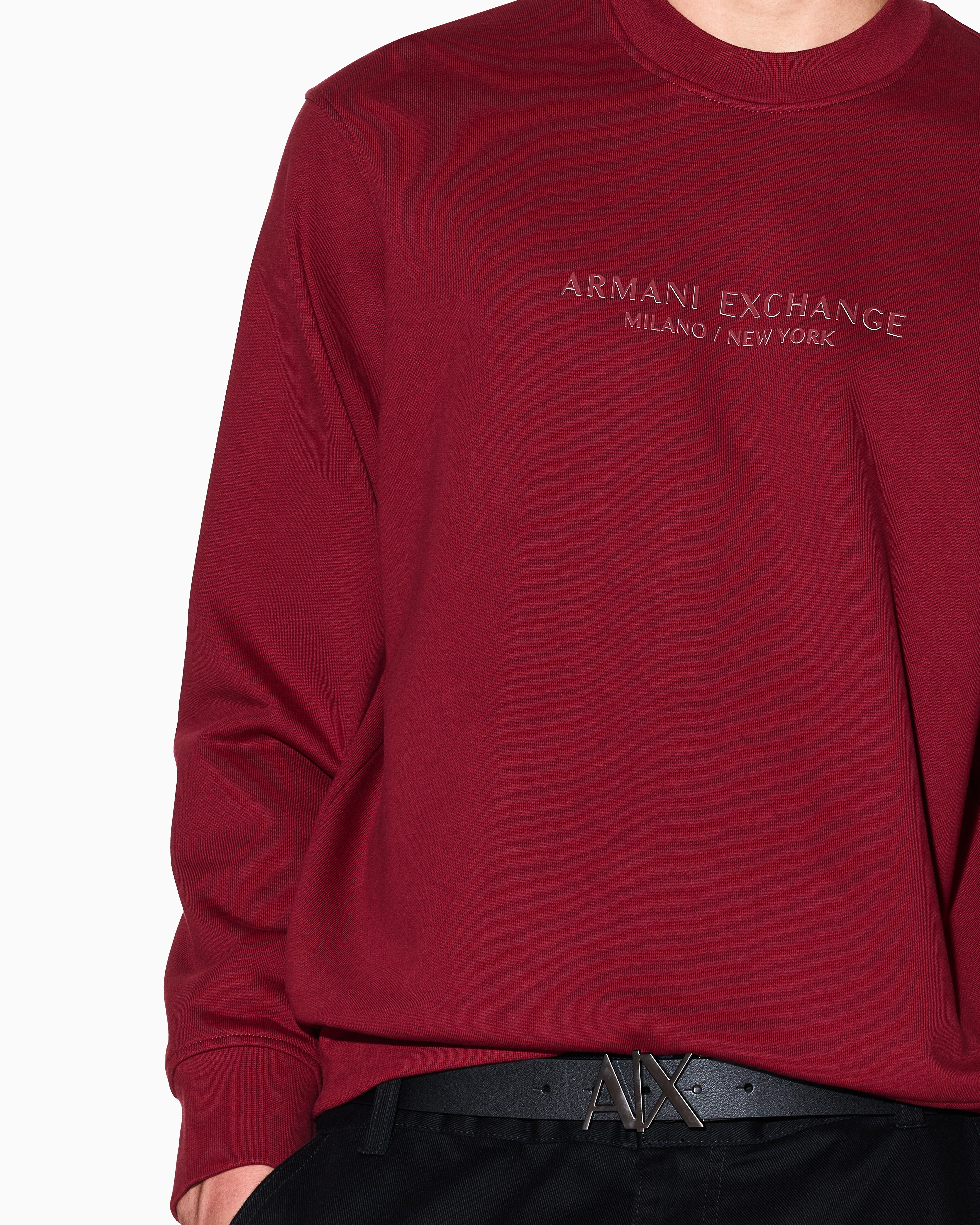 Armani Exchange - Crewneck sweatshirt with tone logo, Man, Burgundy, Size: