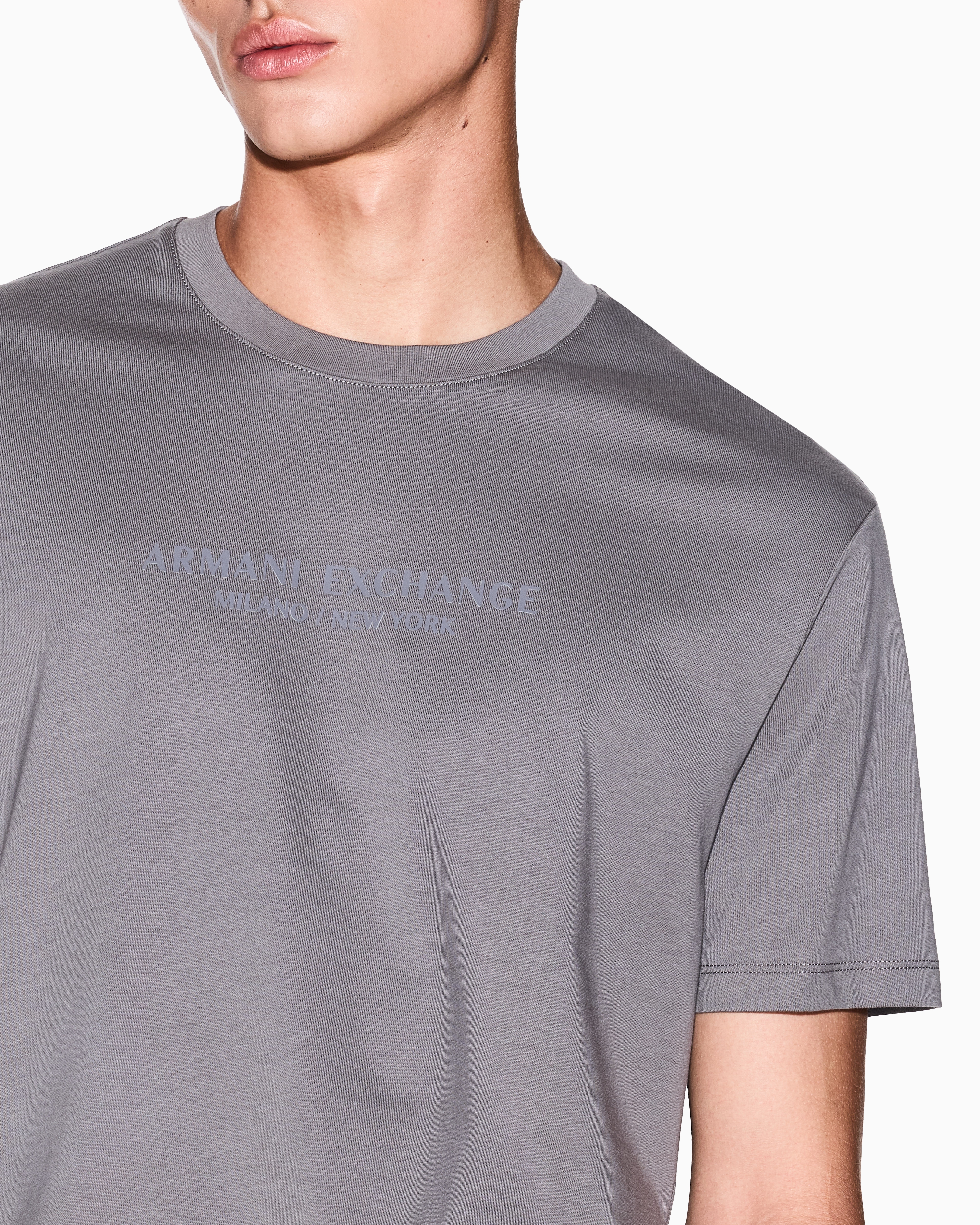 Armani Exchange - Regular fit T-shirt with logo, Man, Grey, Size: