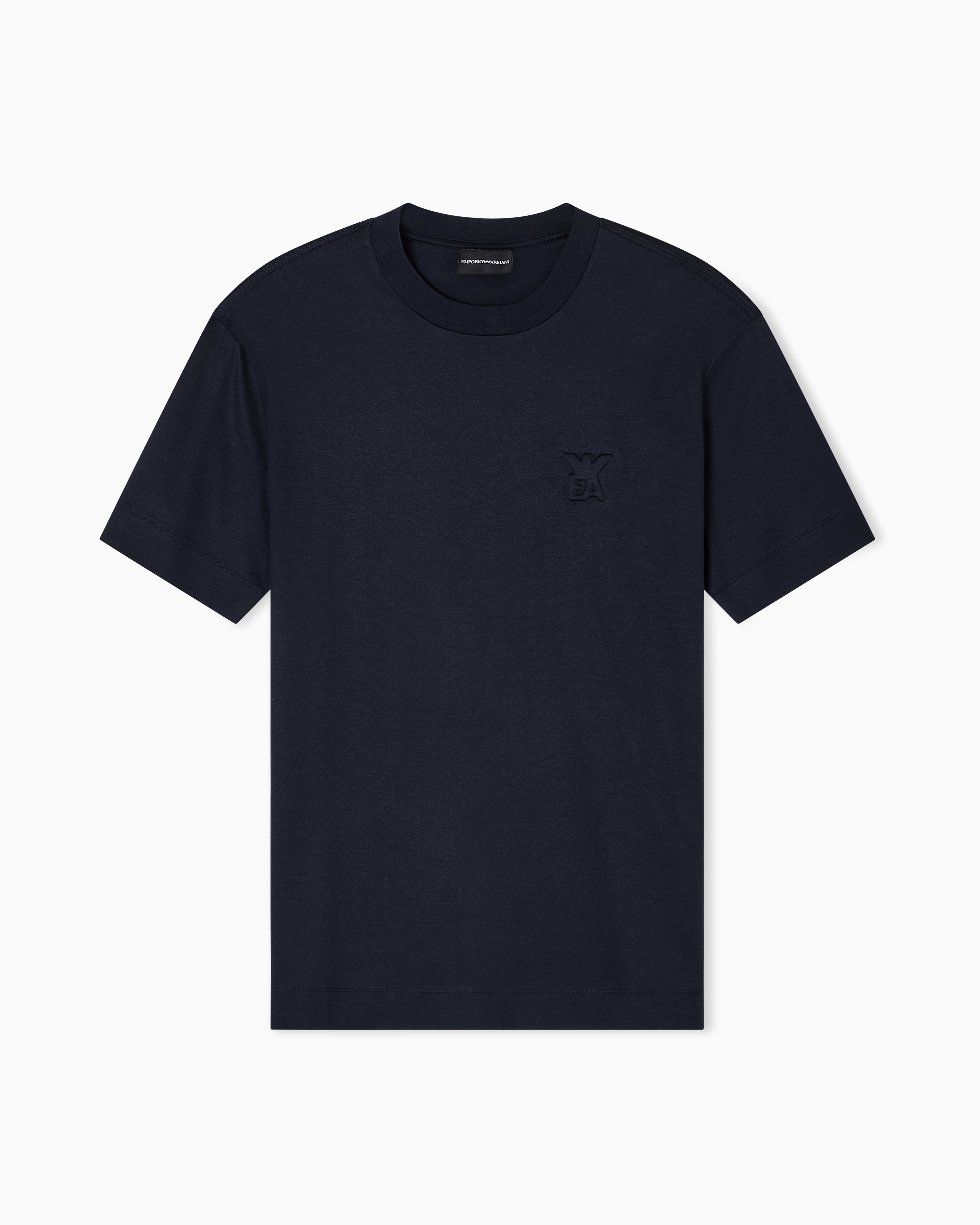 Emporio Armani Asv Lyocell Jersey Blend T-shirt With Domed Logo In Blue