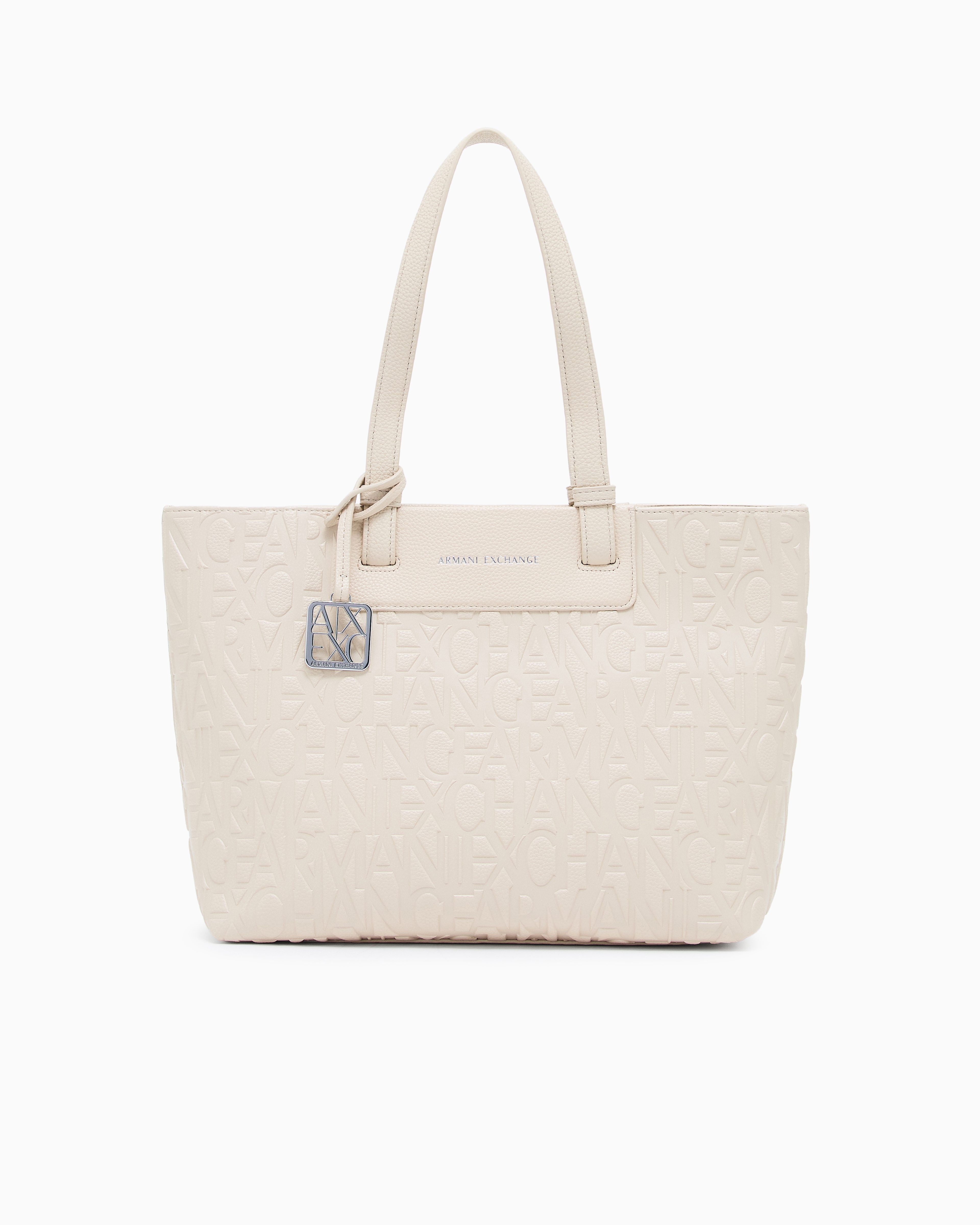 Armani Exchange - Shopper bag with allover logo, Woman, Beige, Size: TU