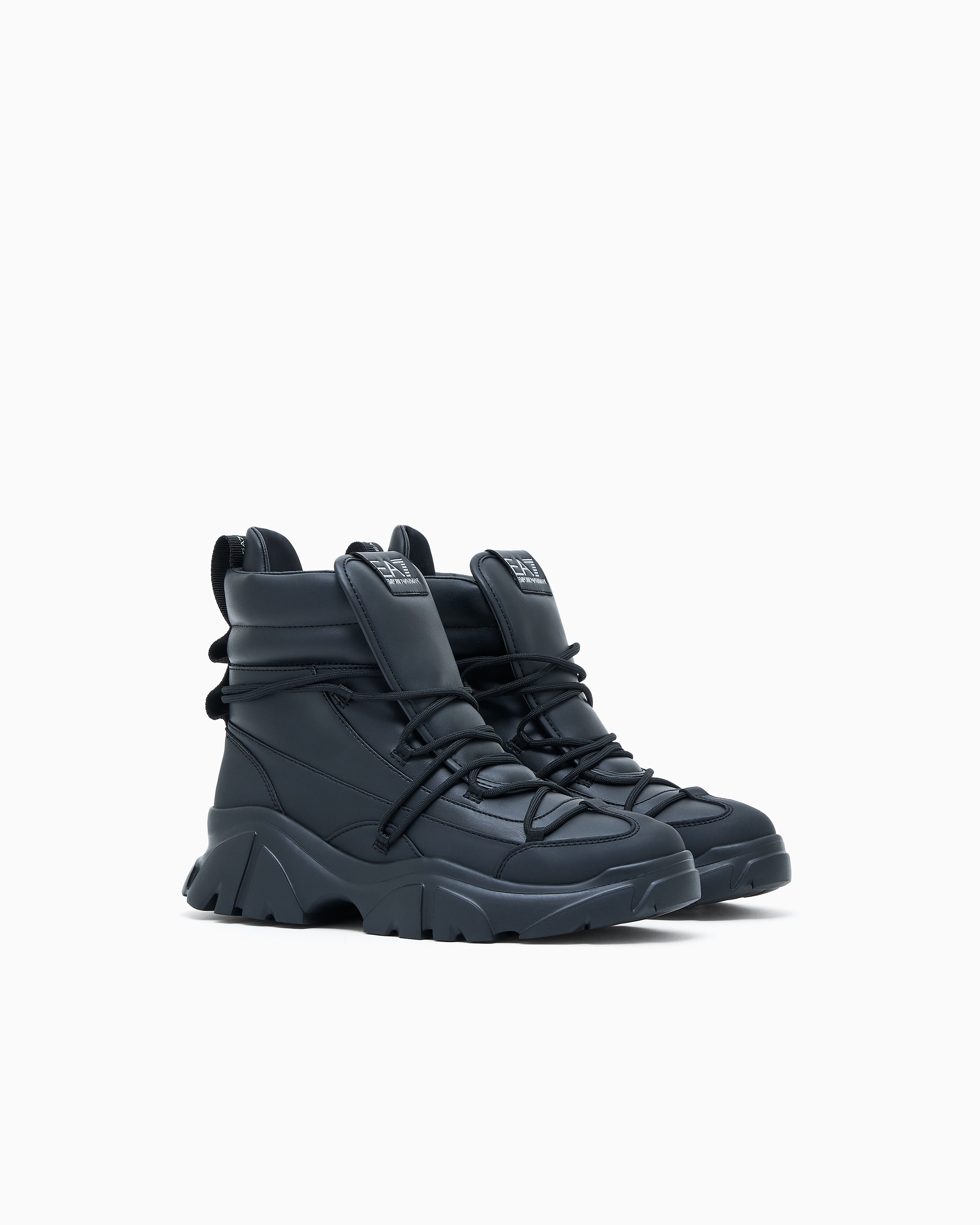 Ea7 Flakes Chunky-sole Ankle Boots In Blue