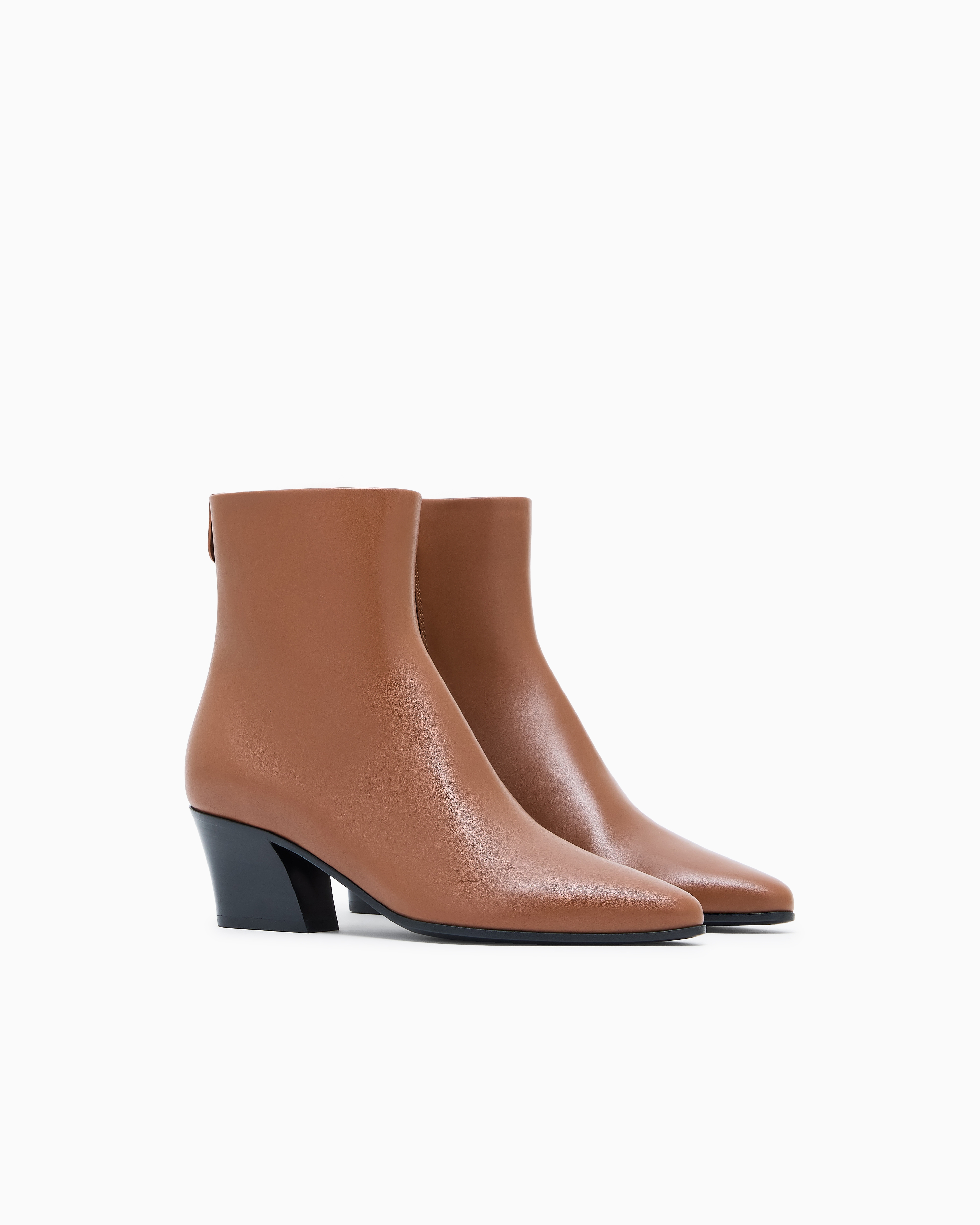 Giorgio Armani Smooth Leather Heeled Ankle Boots In Multi