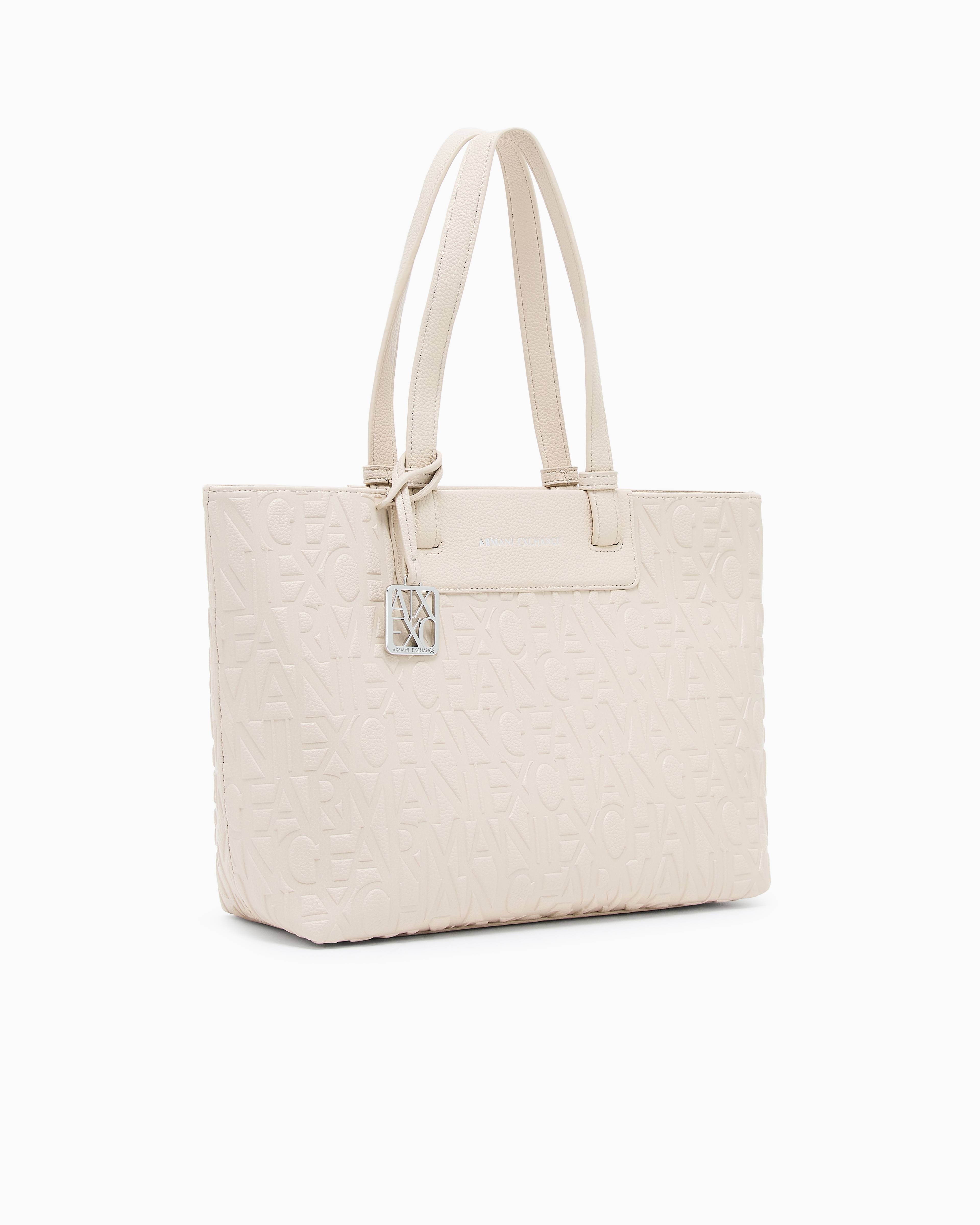 Armani Exchange - Shopper bag with allover logo, Woman, Beige, Size: TU