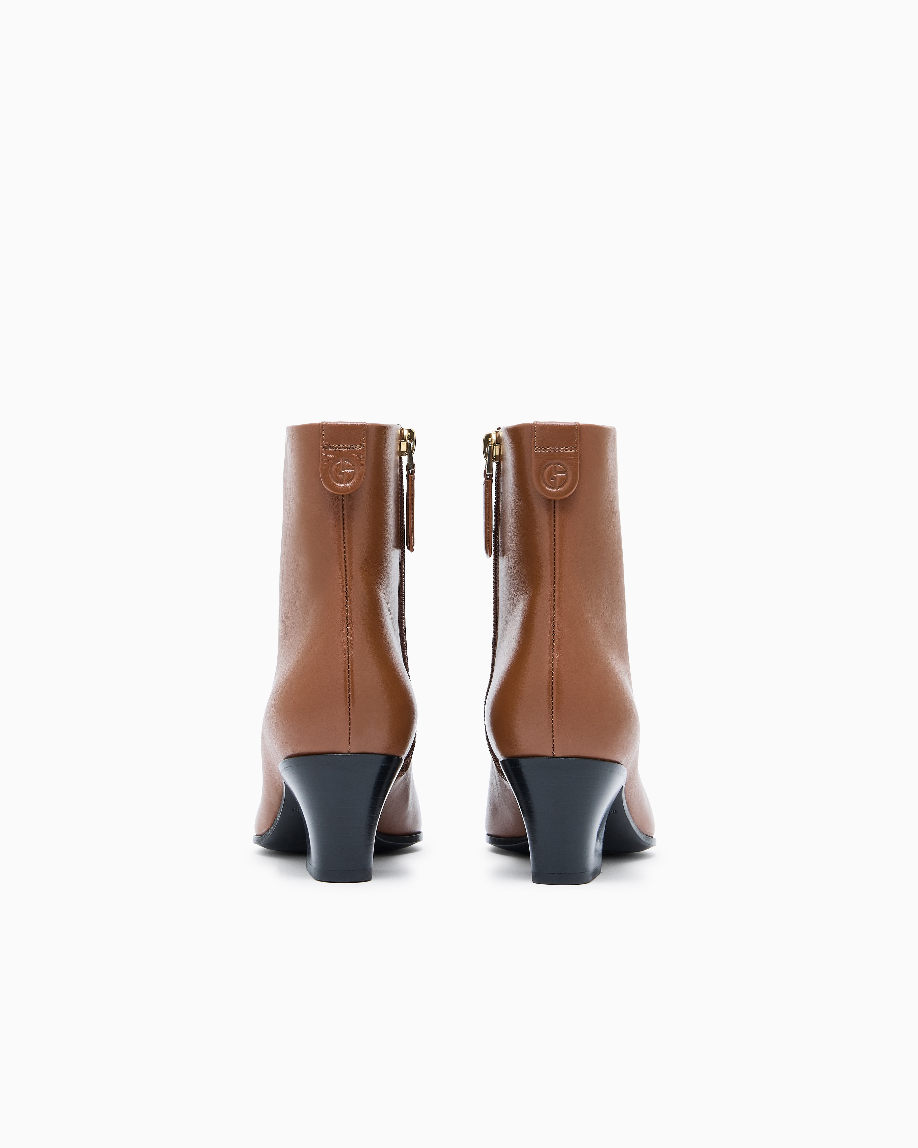 Giorgio Armani Smooth Leather Heeled Ankle Boots In Multi