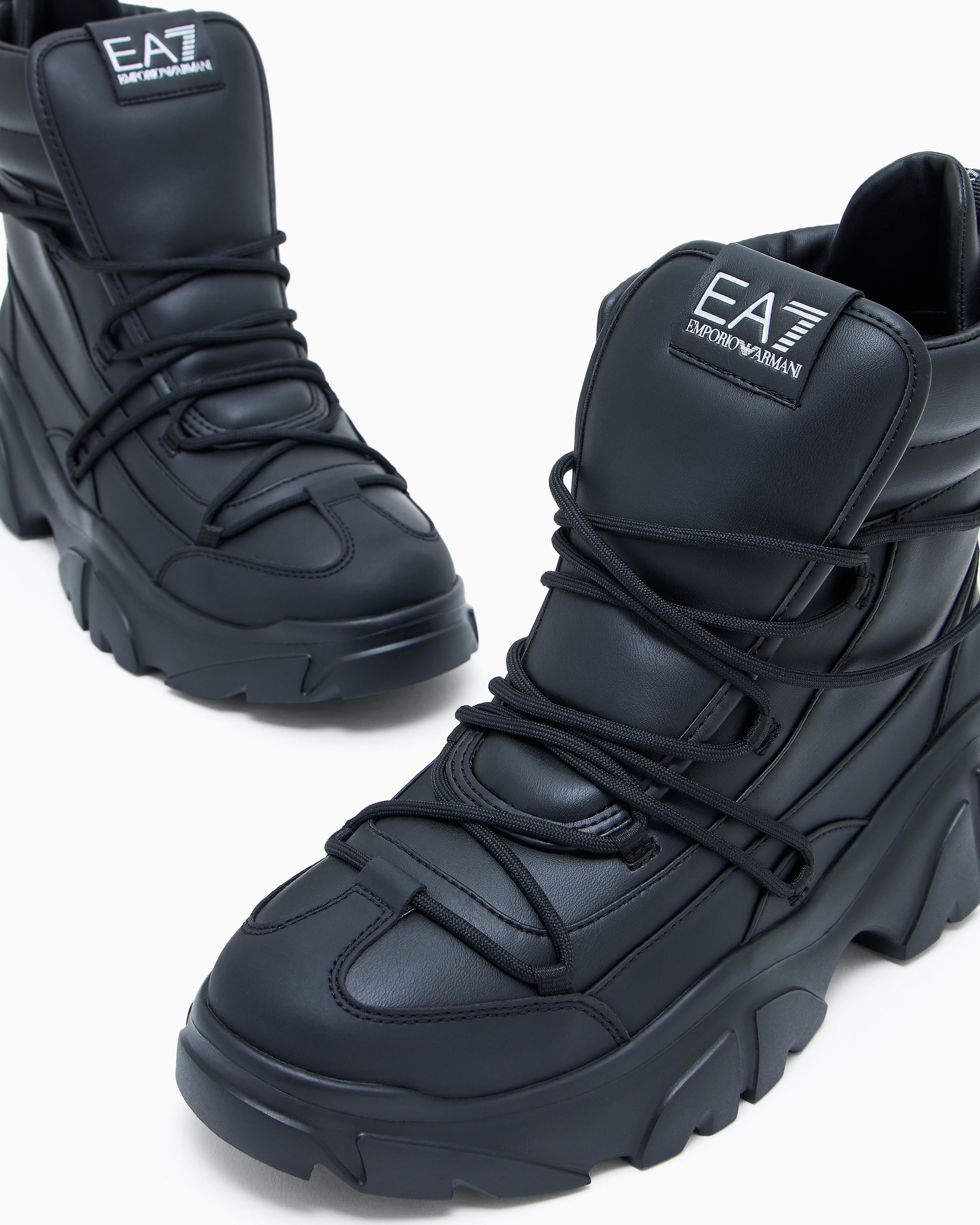 Ea7 Flakes Chunky-sole Ankle Boots In Blue