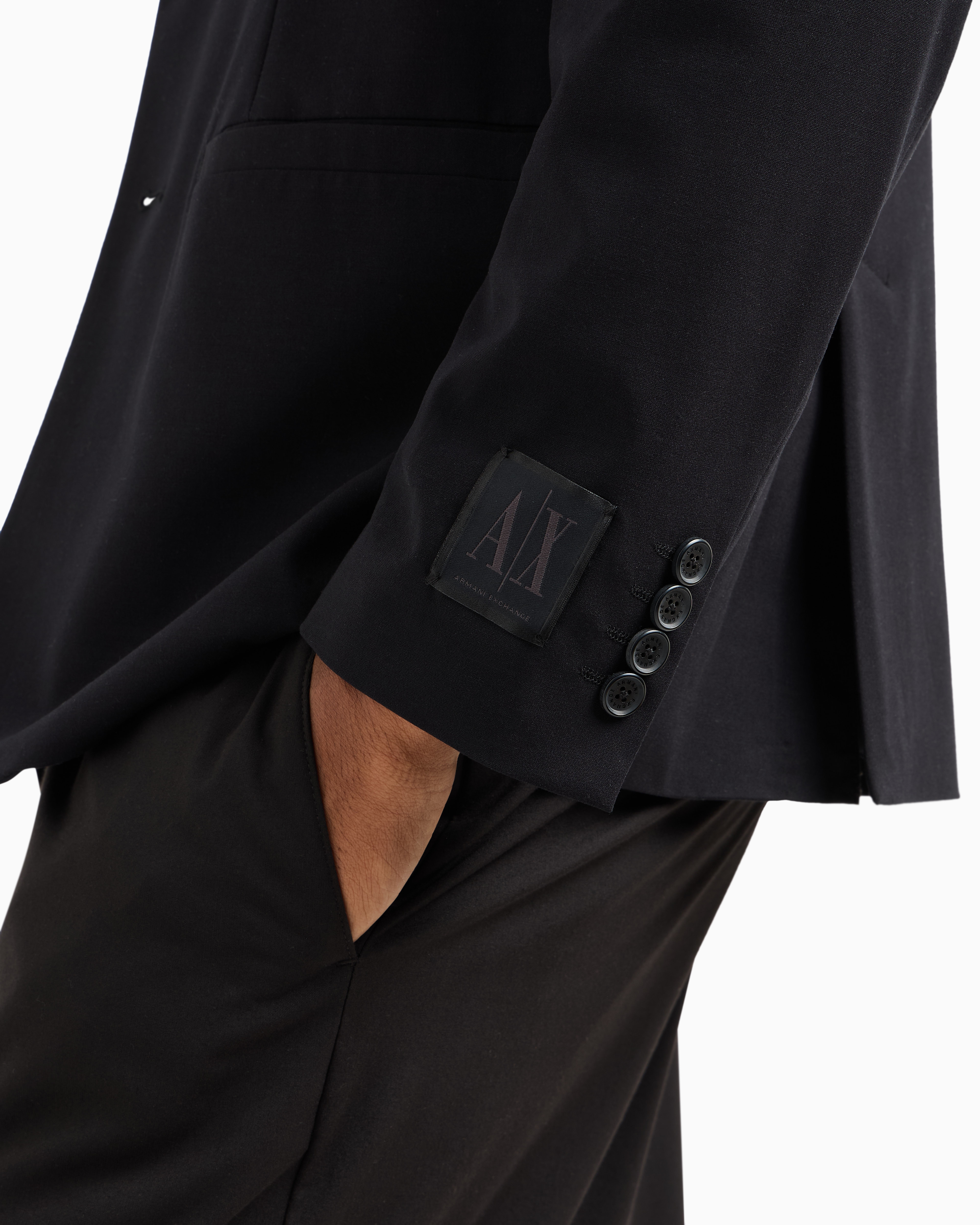 Armani Exchange - Single-breasted two-button jacket, Man, Black, Size: