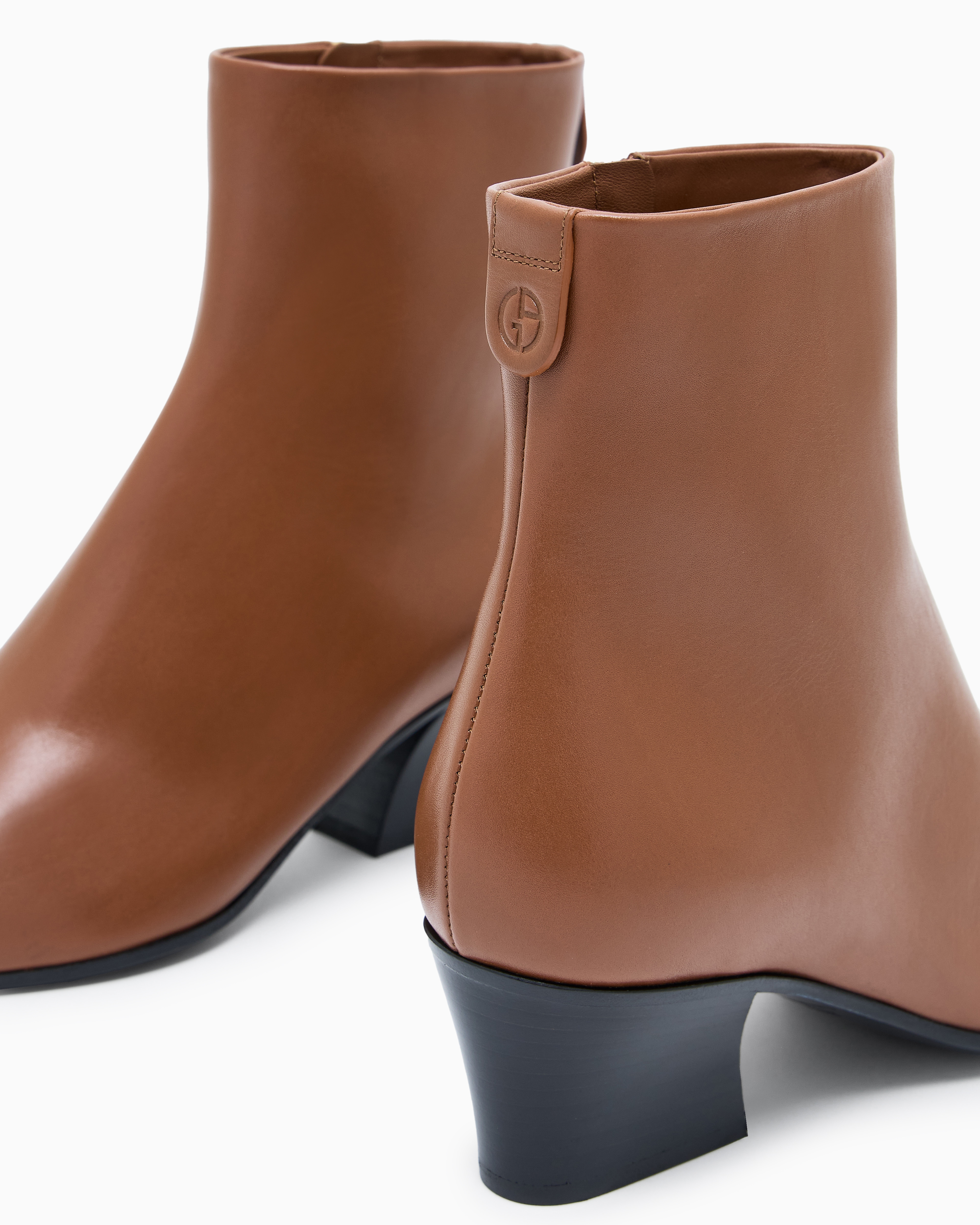 Giorgio Armani Smooth Leather Heeled Ankle Boots In Multi