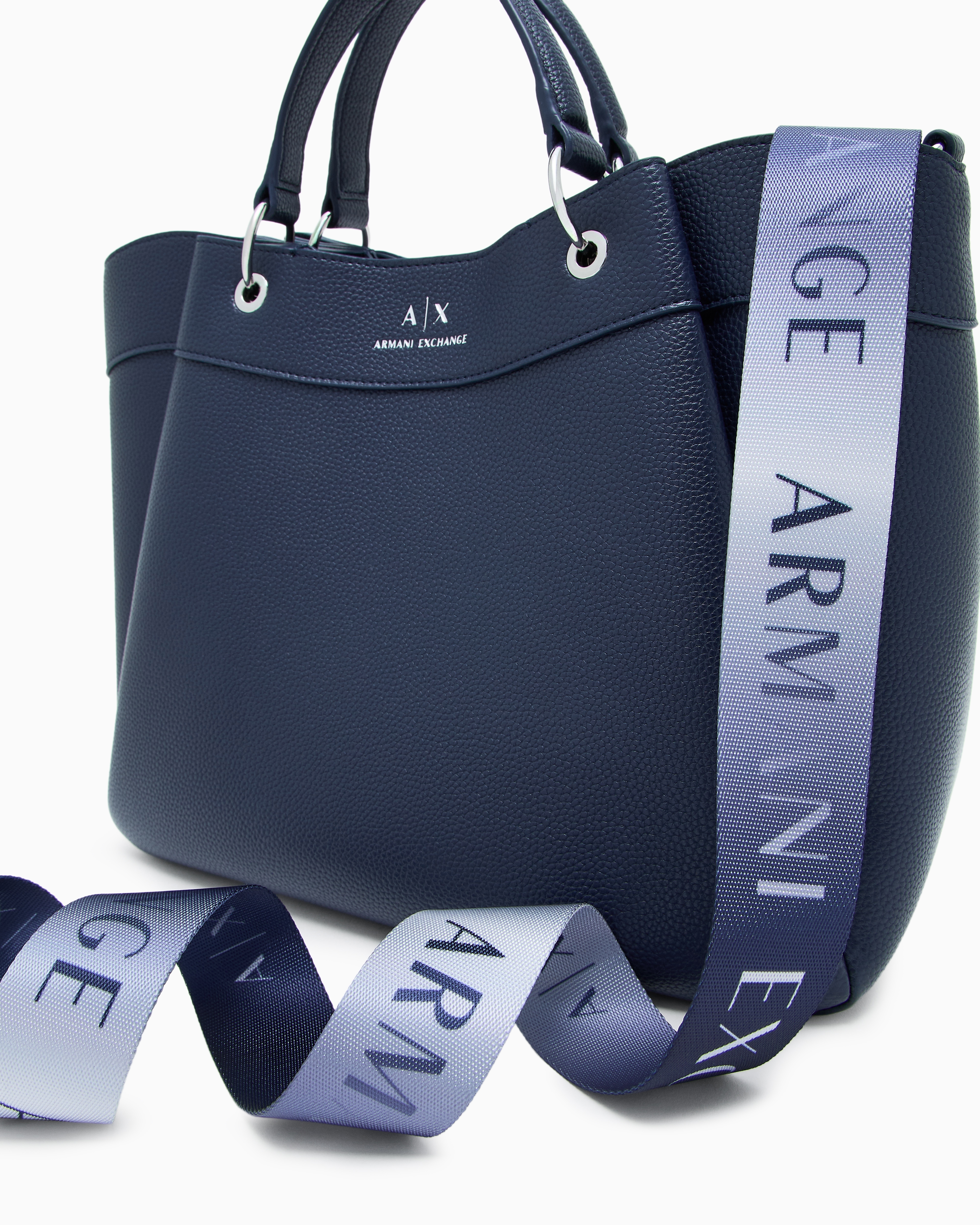 Armani Exchange - Large handbag with degradè shoulder strap, Woman, Navy Blue, Size: TU