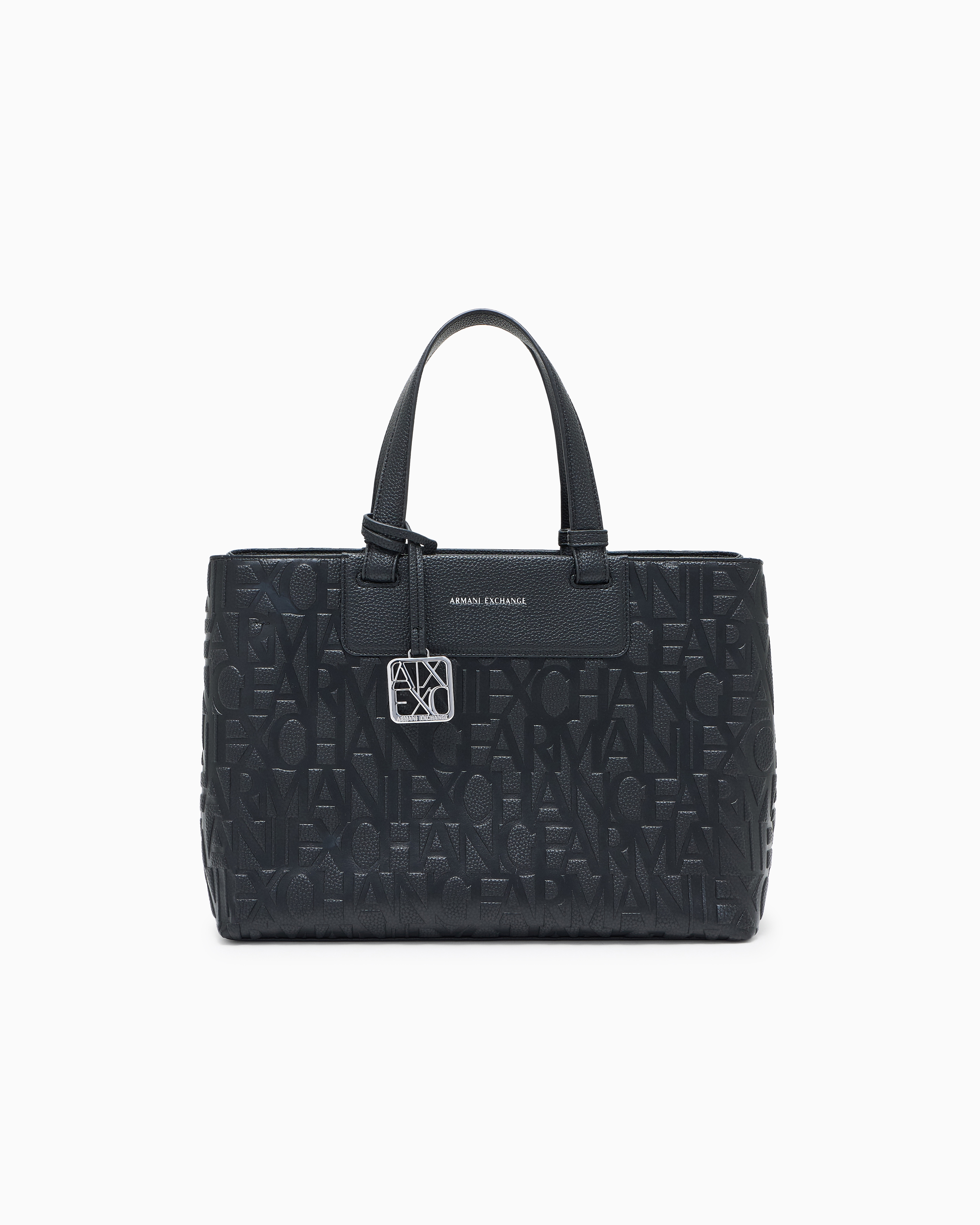 Armani Exchange - Handbag with allover logo, Woman, Black, Size: TU