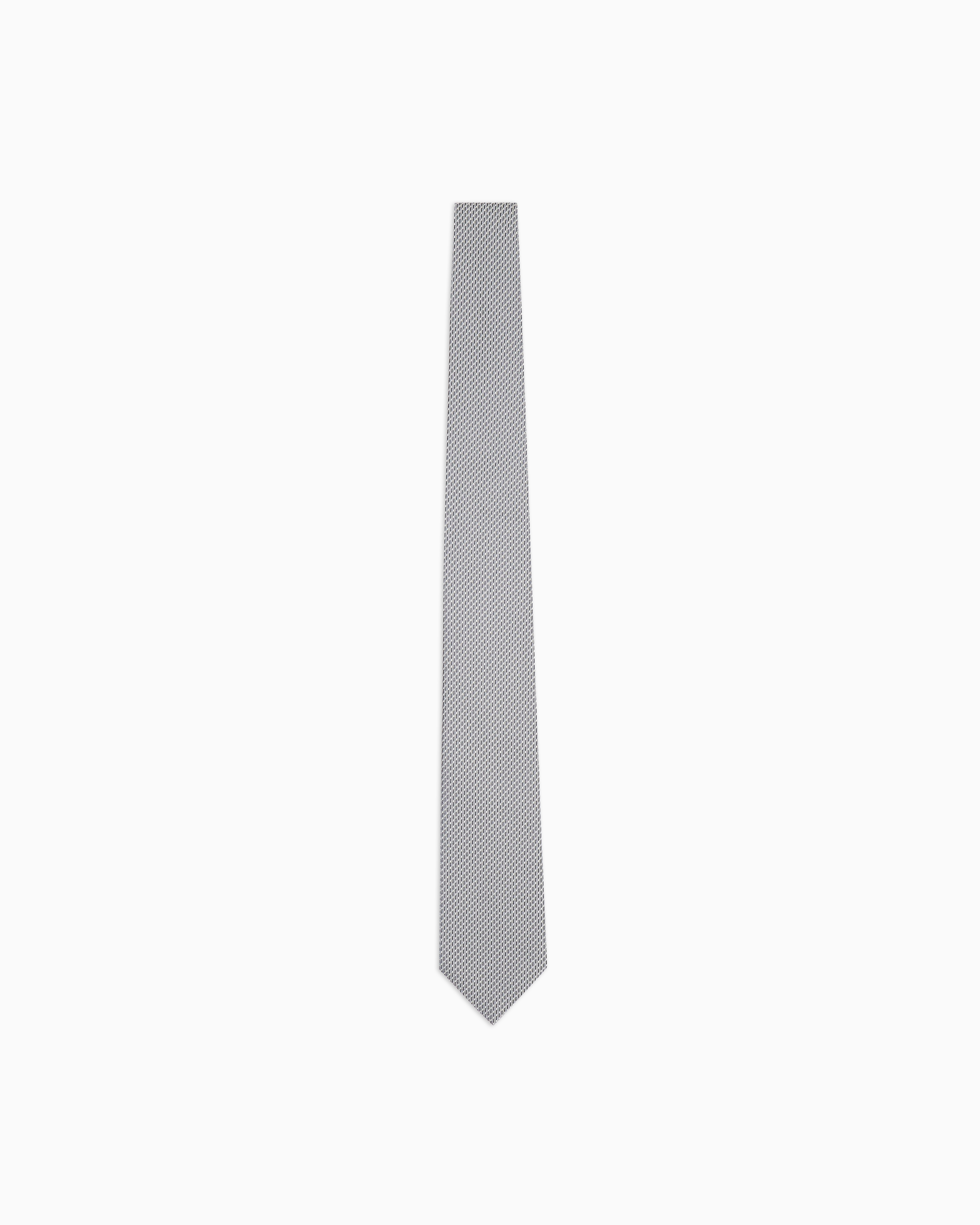 Emporio Armani - Pure silk micro-textured tie, Man, Grey, Size: TU