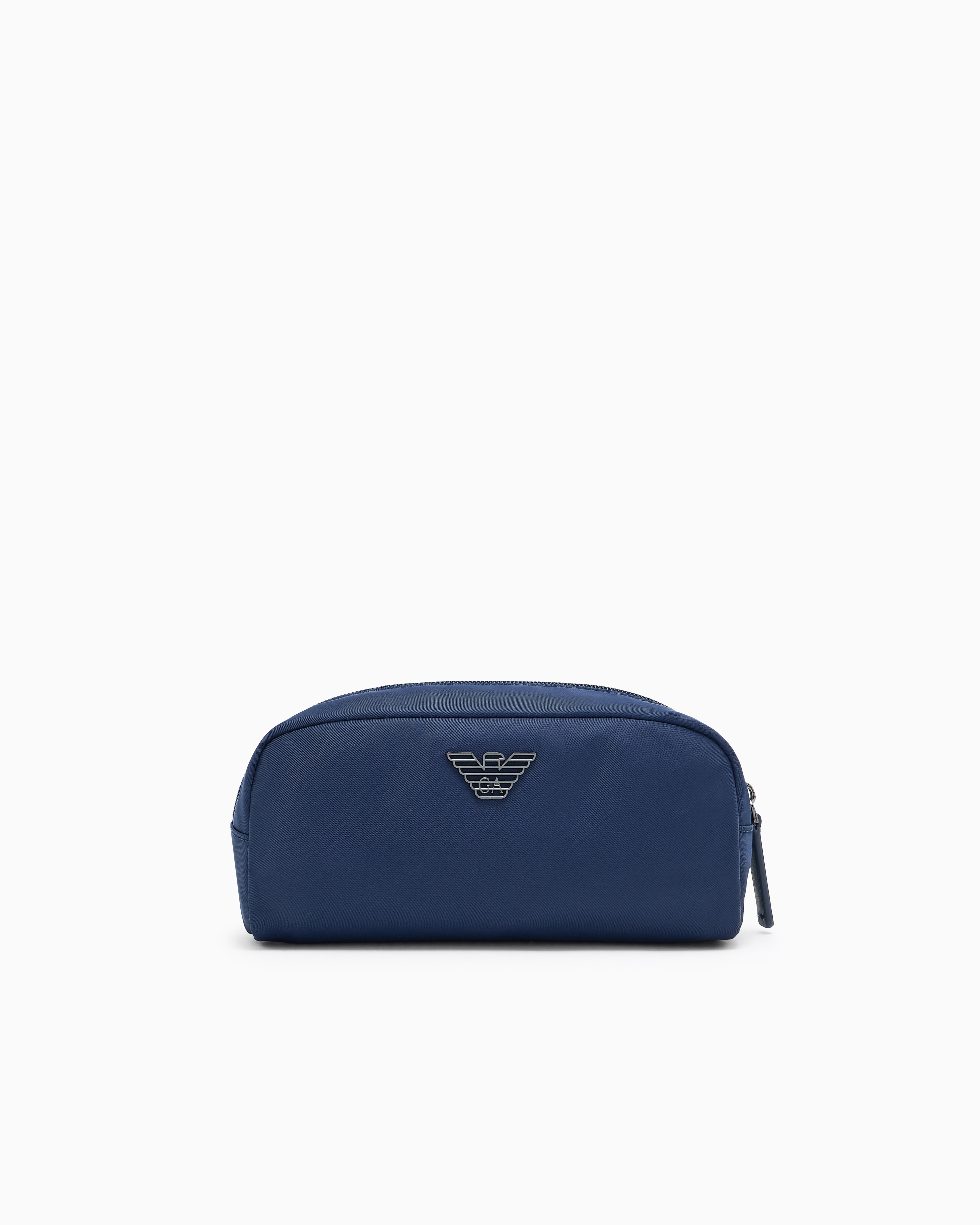 Emporio Armani - ASV recycled nylon make-up bag, Man, Blue, Size: TU