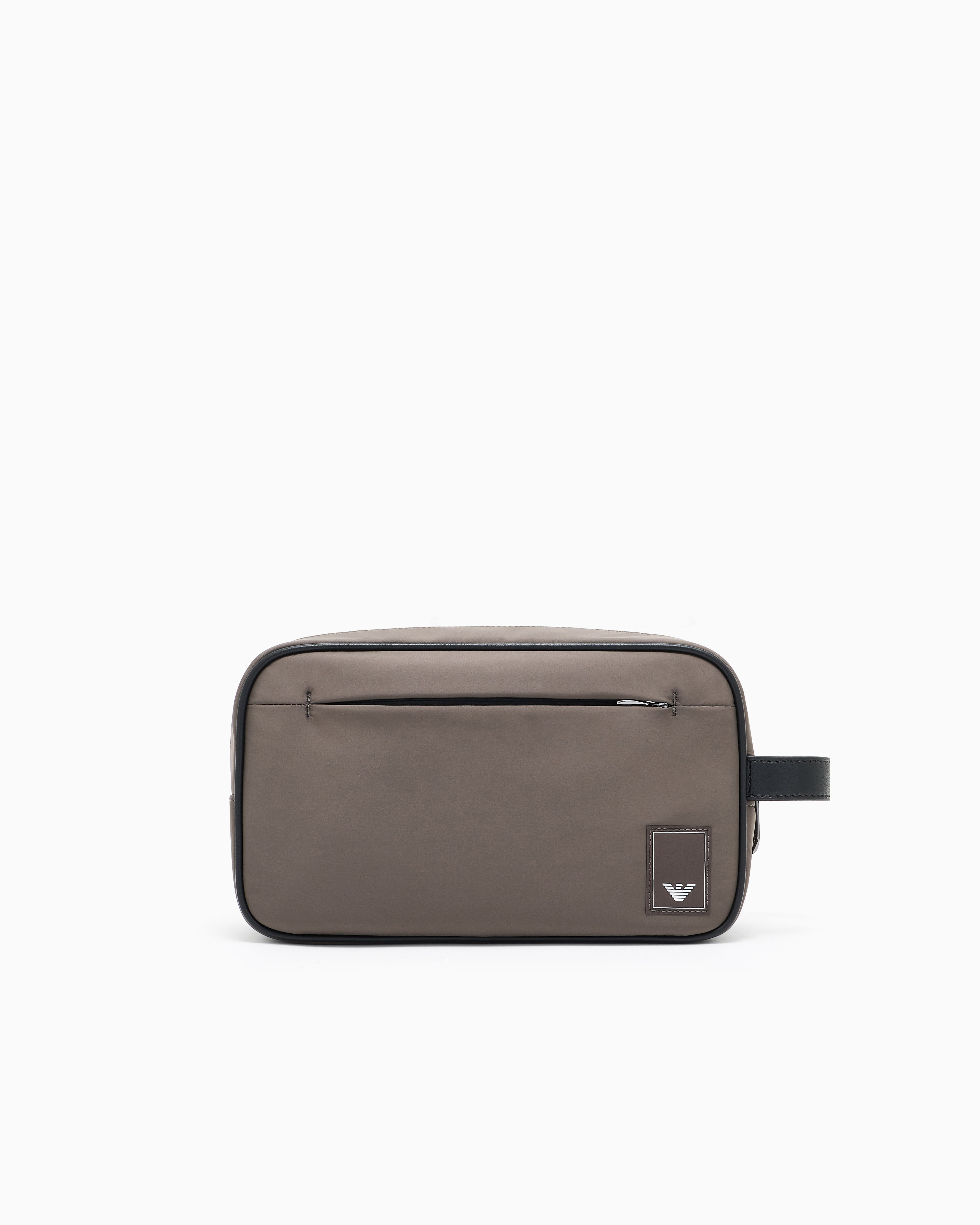 Emporio Armani - Travel Essentials nylon washbag, Man, Grey, Size: TU